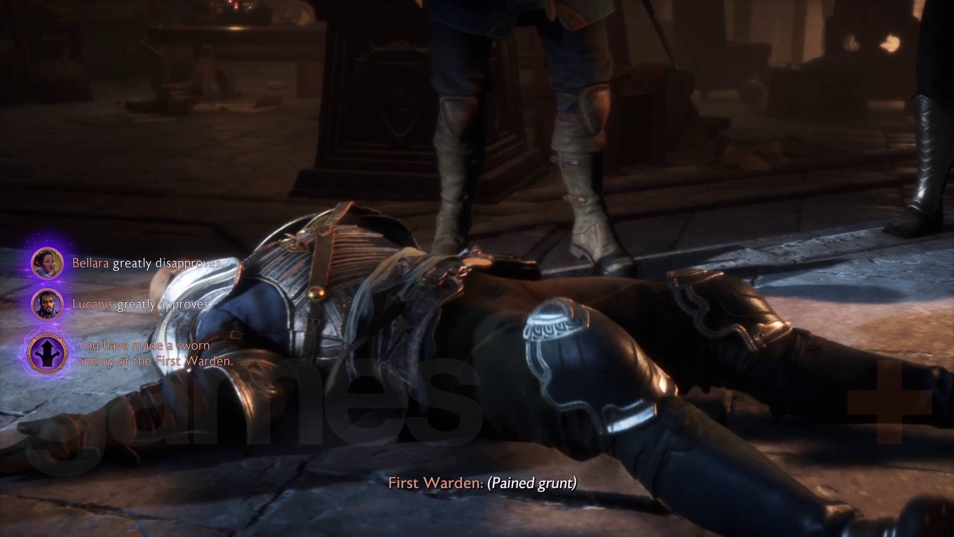 Dragon Age The Veilguard Siege of Weisshaupt First Warden knocked out on the floor