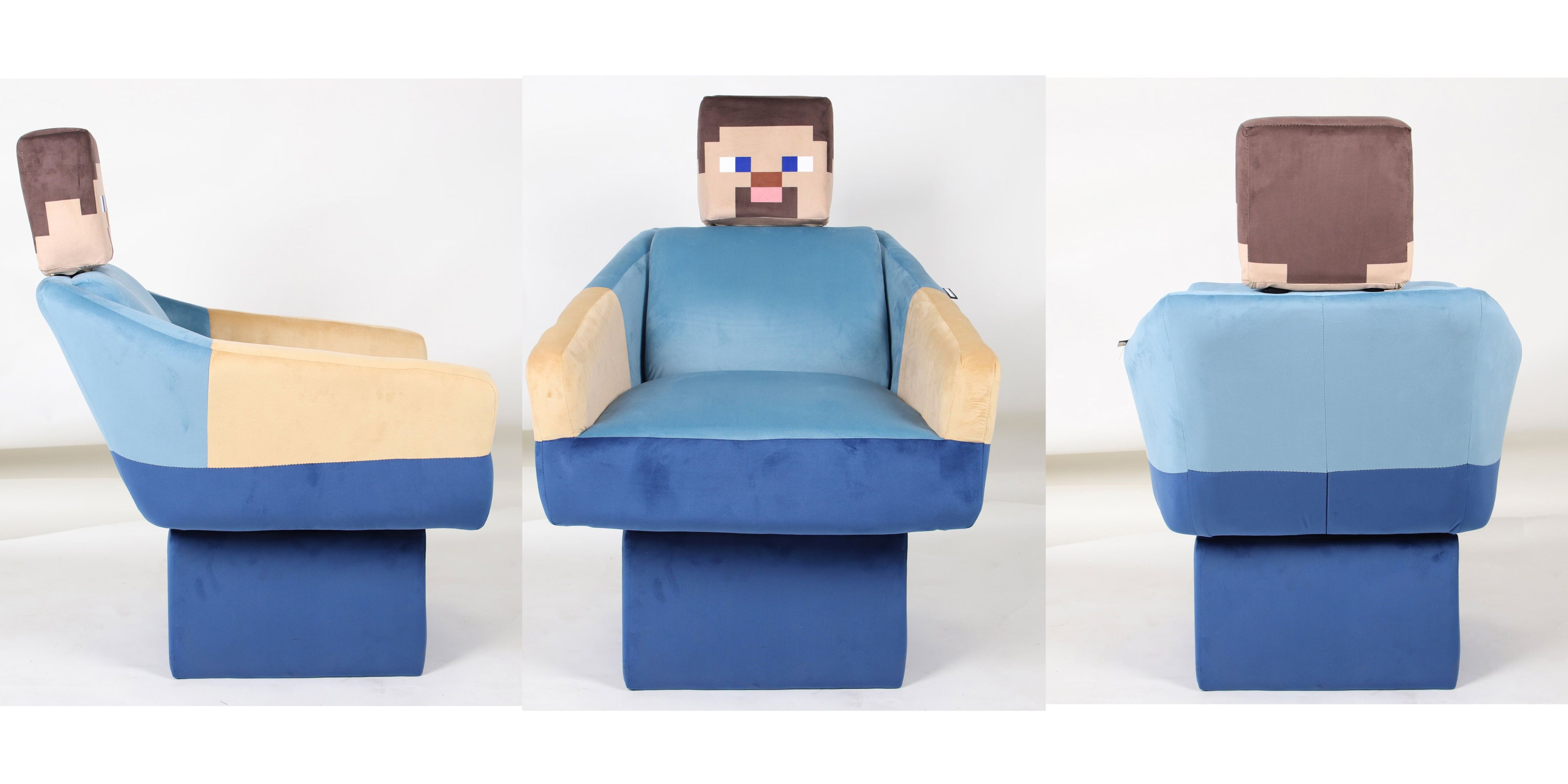 minecraft's steve chair from different angles.