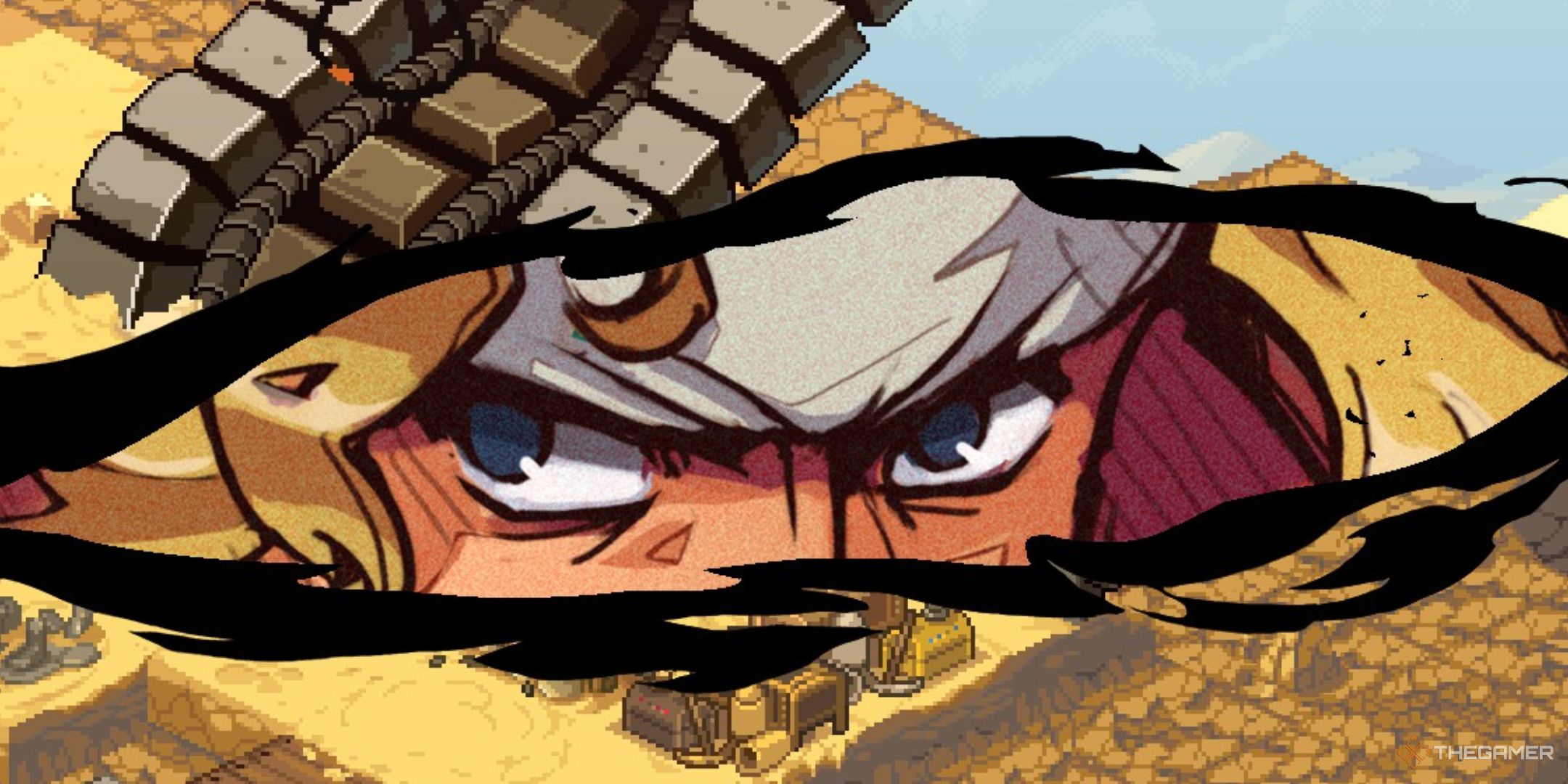 a closeup of Marco when he activates a Special Action in Metal Slug Tactics.