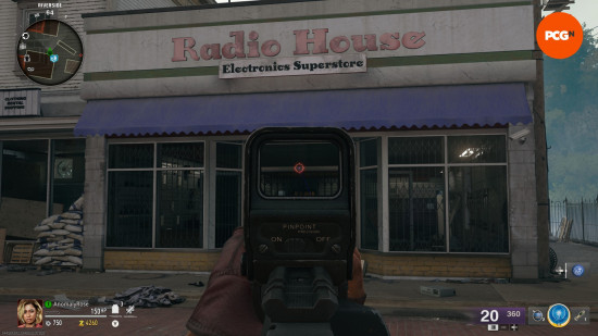 The gated entrance to Radio House Electronics Superstore in the Black Ops 6 Zombies Liberty Falls easter egg main quest.