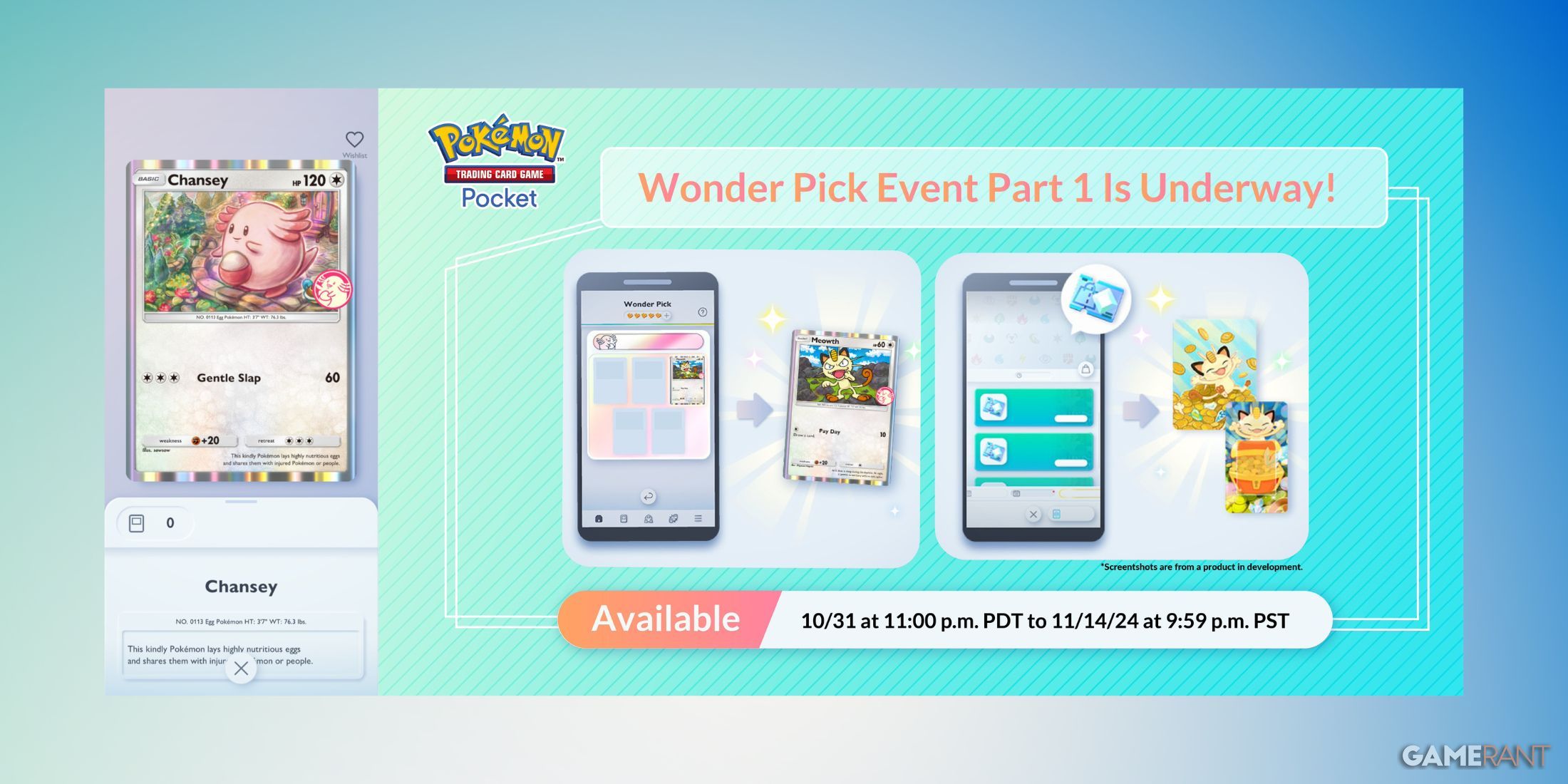 the chansey event in wonder pick of pokemon pocket.