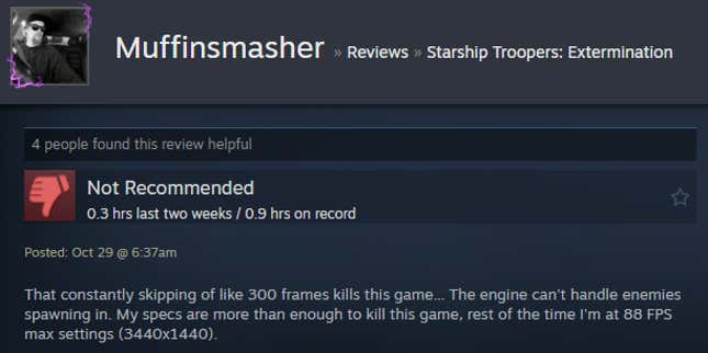 Image for article titled Starship Troopers: Extermination, As Told By Steam Reviews