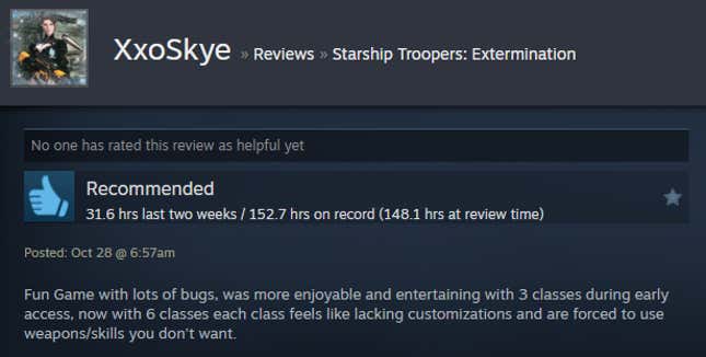 Image for article titled Starship Troopers: Extermination, As Told By Steam Reviews