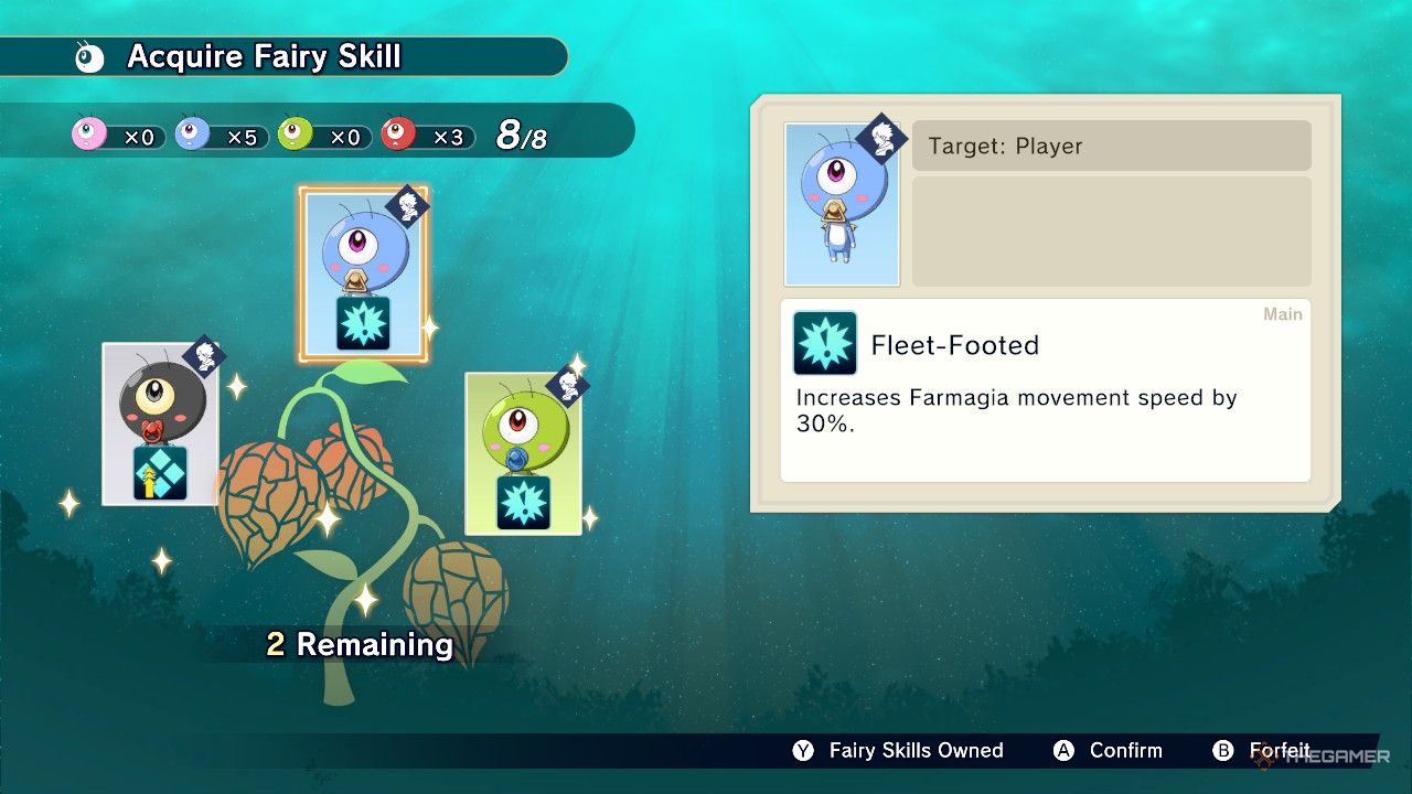 The Fleet-footed fairy skill is shown in farmagia.