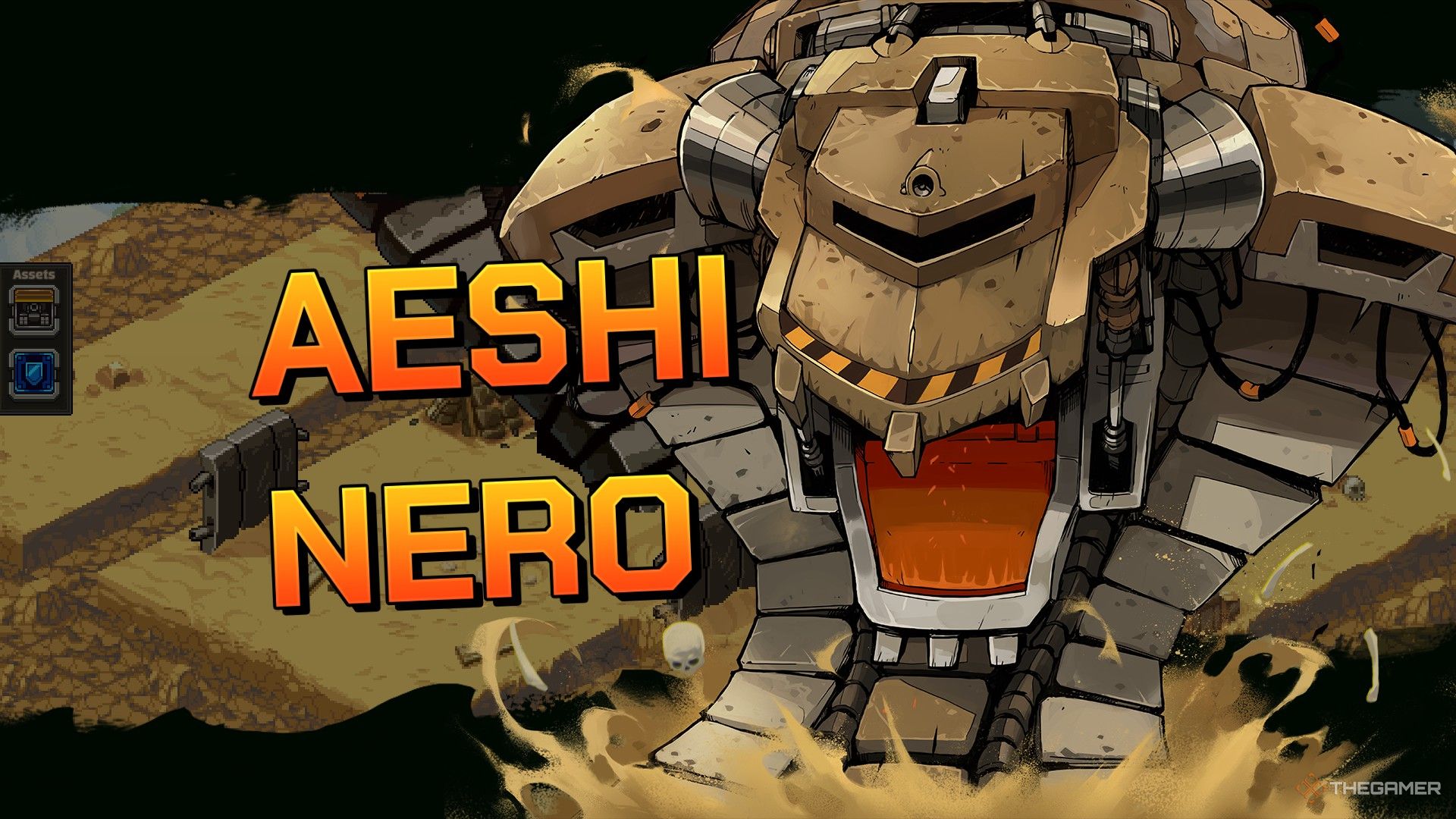 The splash art of Aeshi Nero, showing a close shot to the upper part of the design.