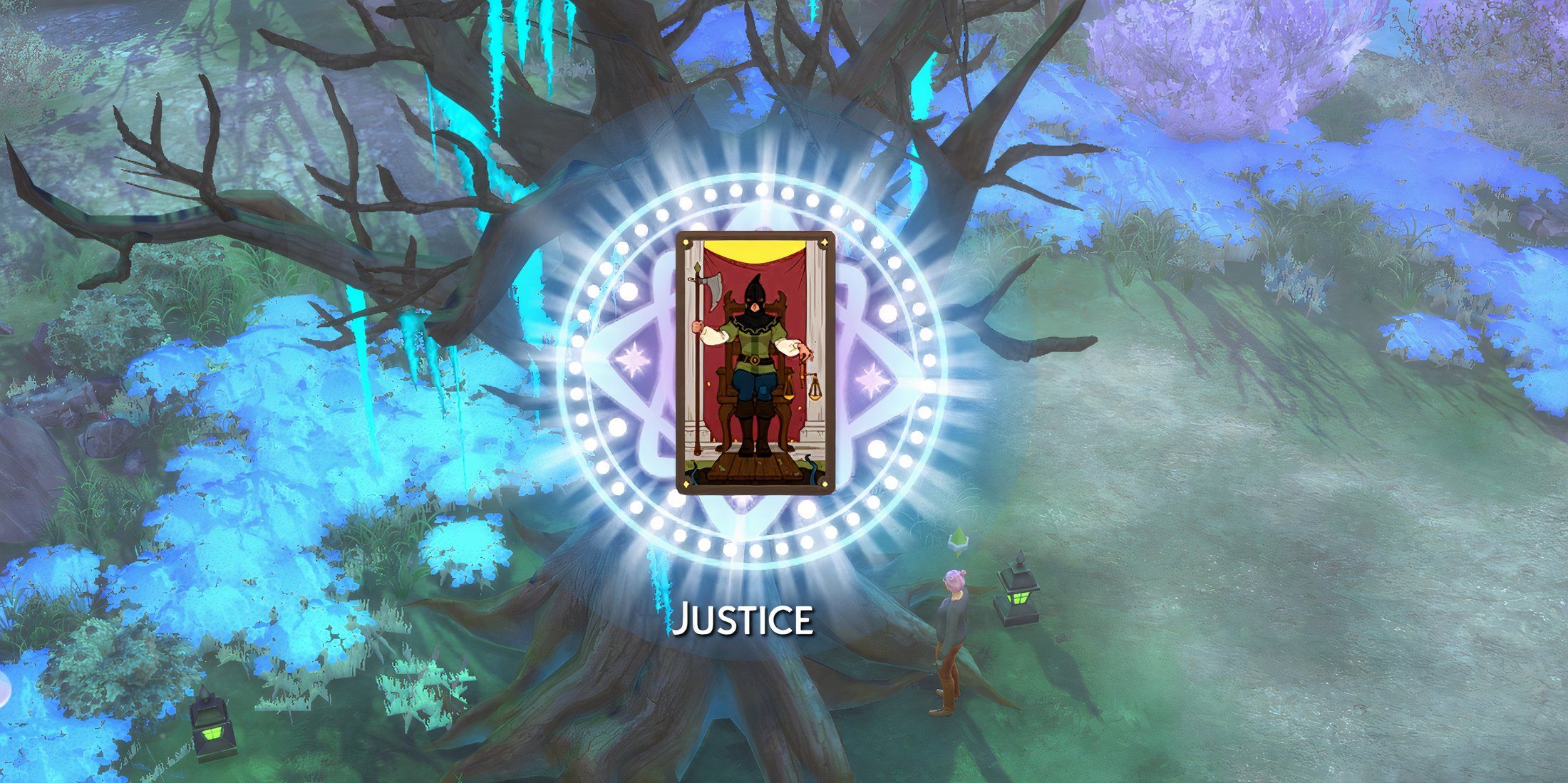 the justice card by the guardian tree