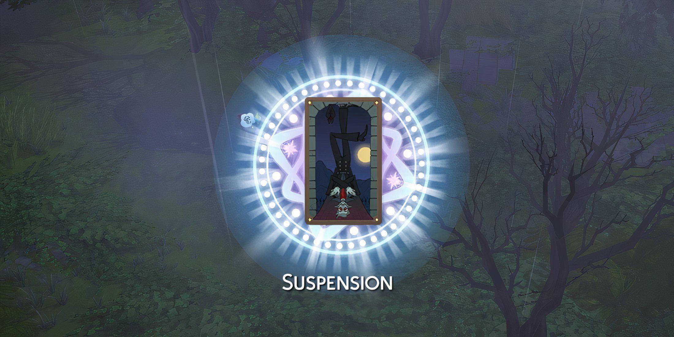 the suspension tarot card at Edith's grave