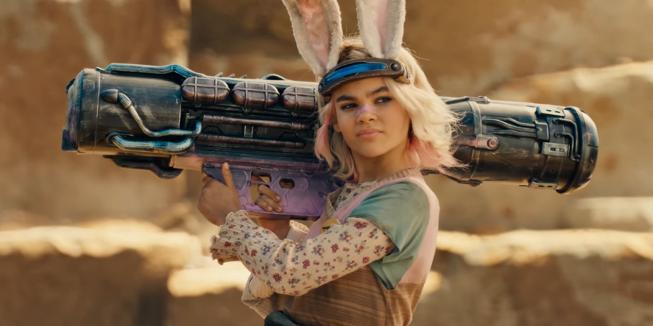 Tiny Tina in the Borderlands movie holding a large rocket launcher