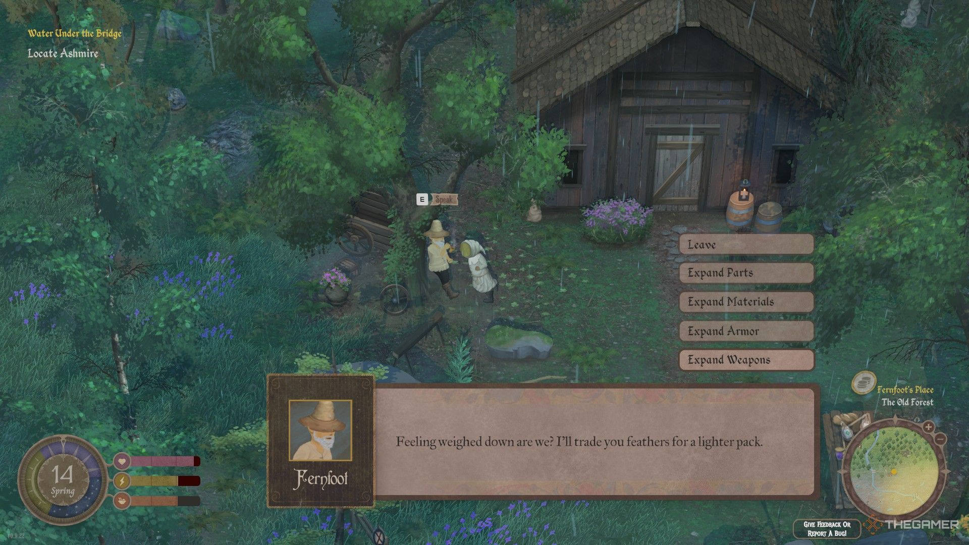 Player speaking with Fernfoot in Mirthwood.