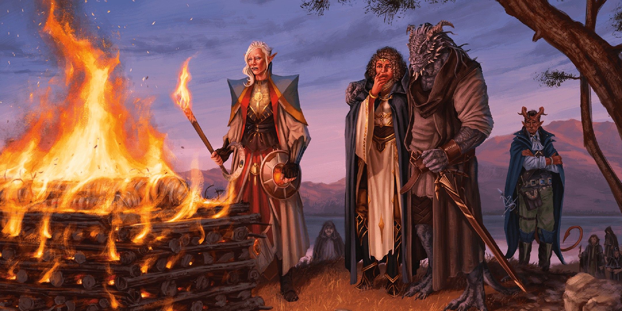 Dungeons & Dragons image showing adventurers at a funeral.