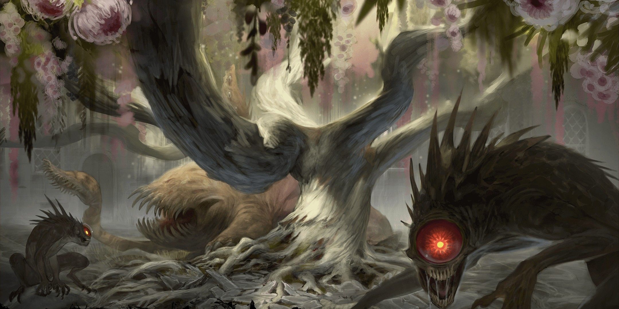 Dungeons & Dragons image showing monsters near a tree.