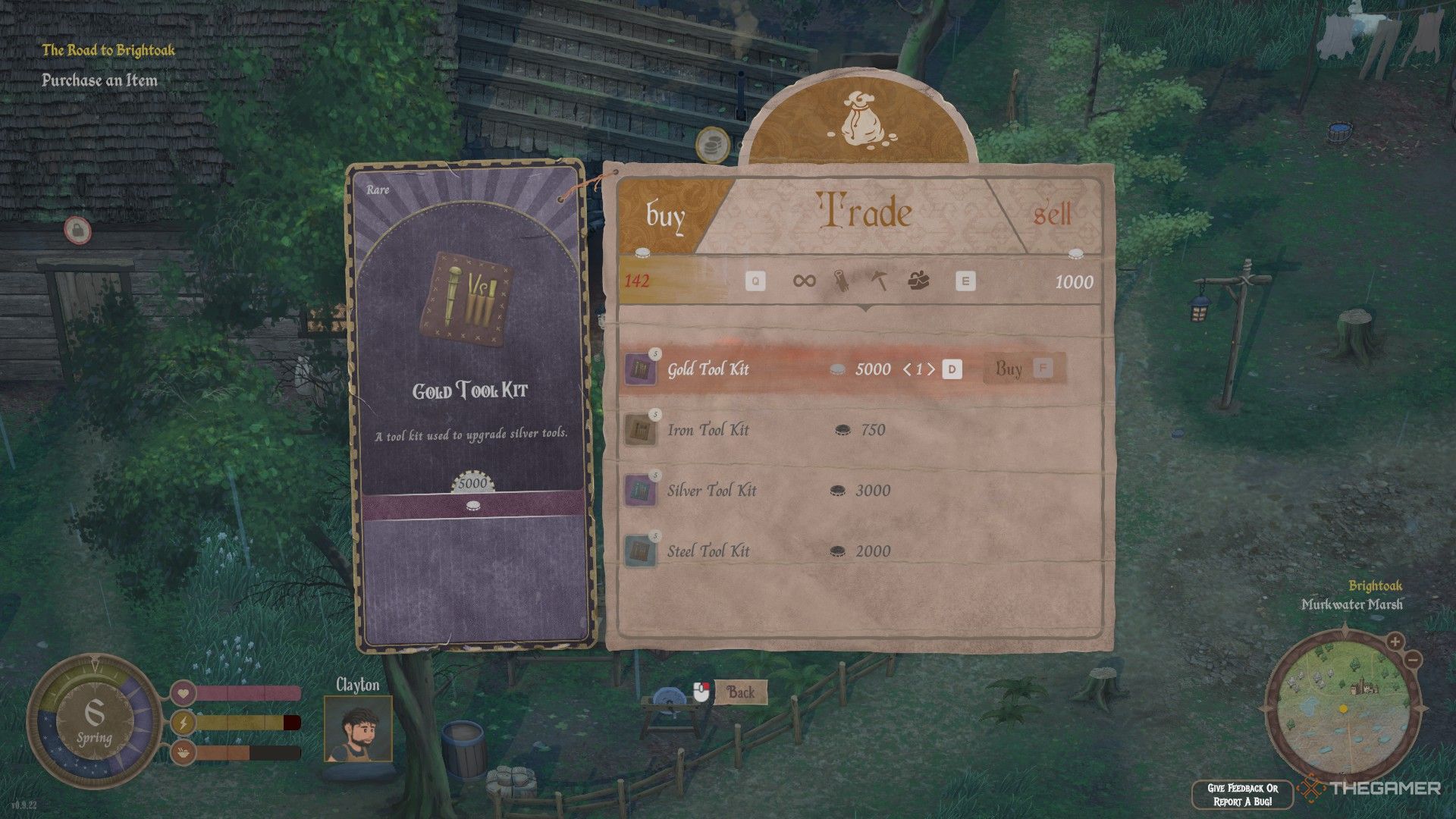 A Gold Tool Kit for trade in trade menu in Mirthwood.