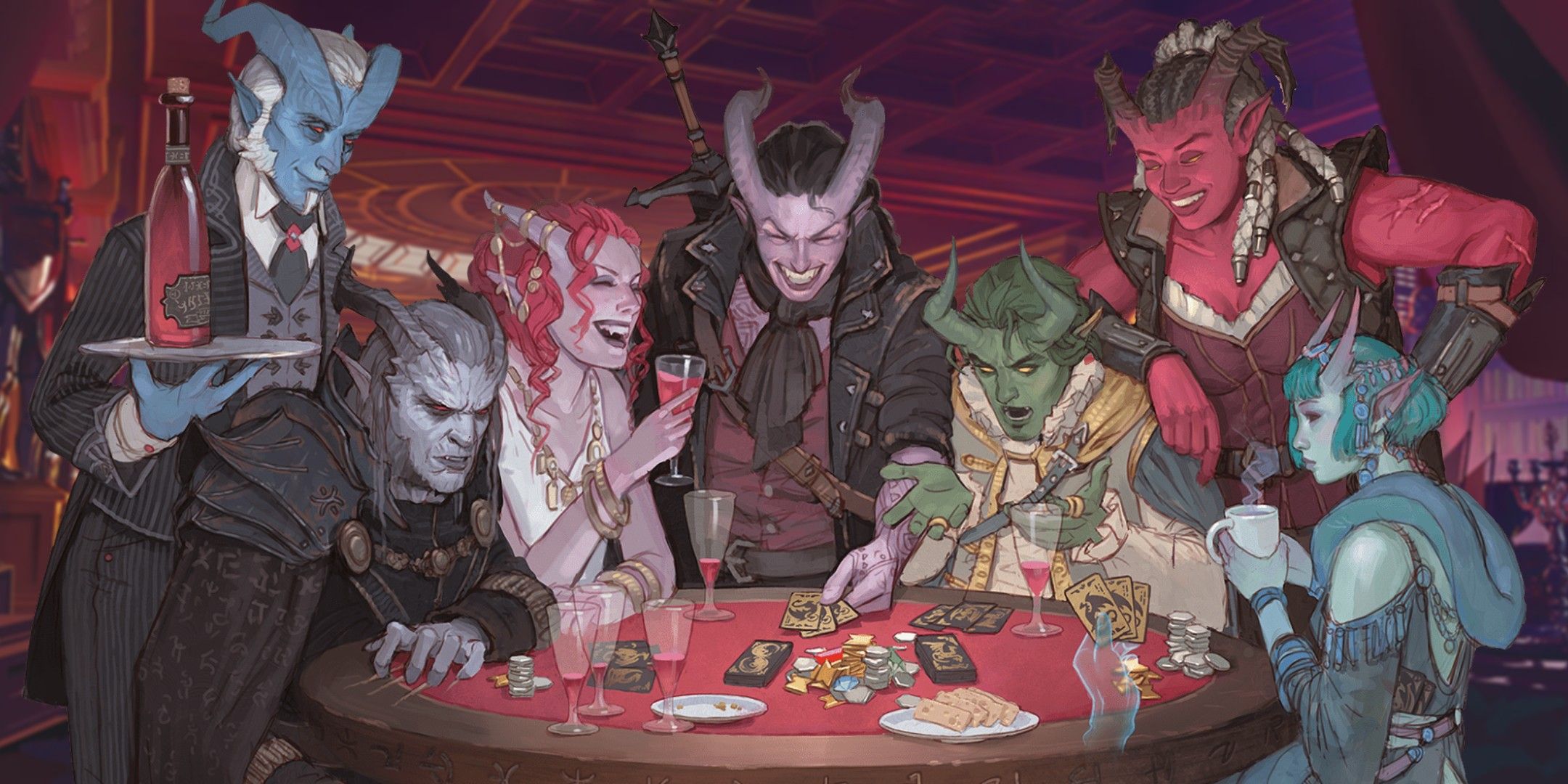 Dungeons & Dragons image showing several tiefling playing cards.