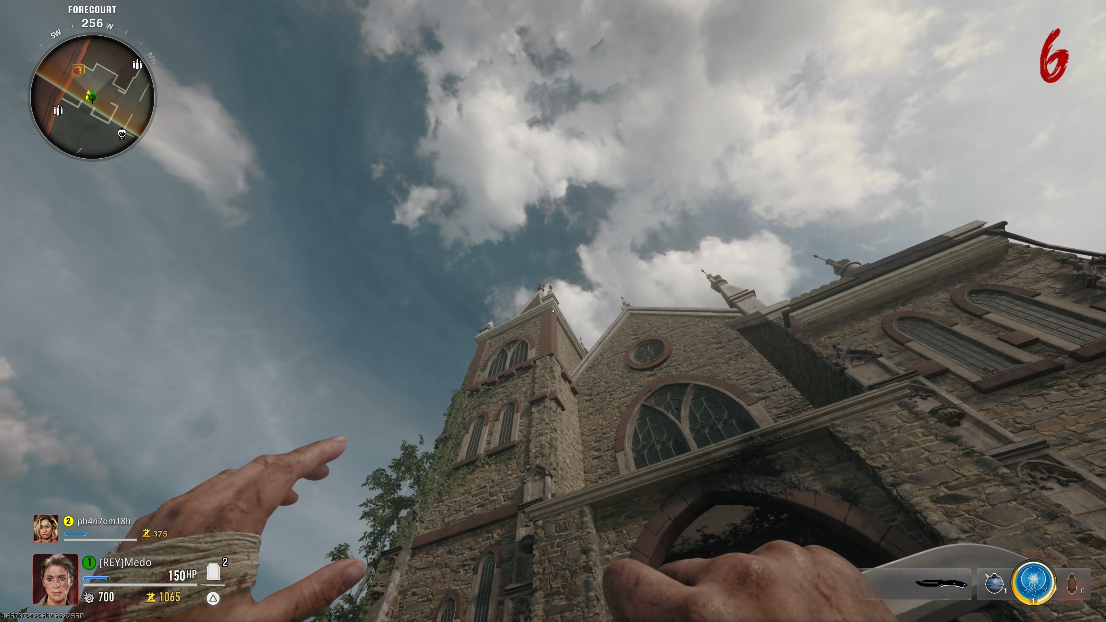 Player is looking at the top of the church - bo6