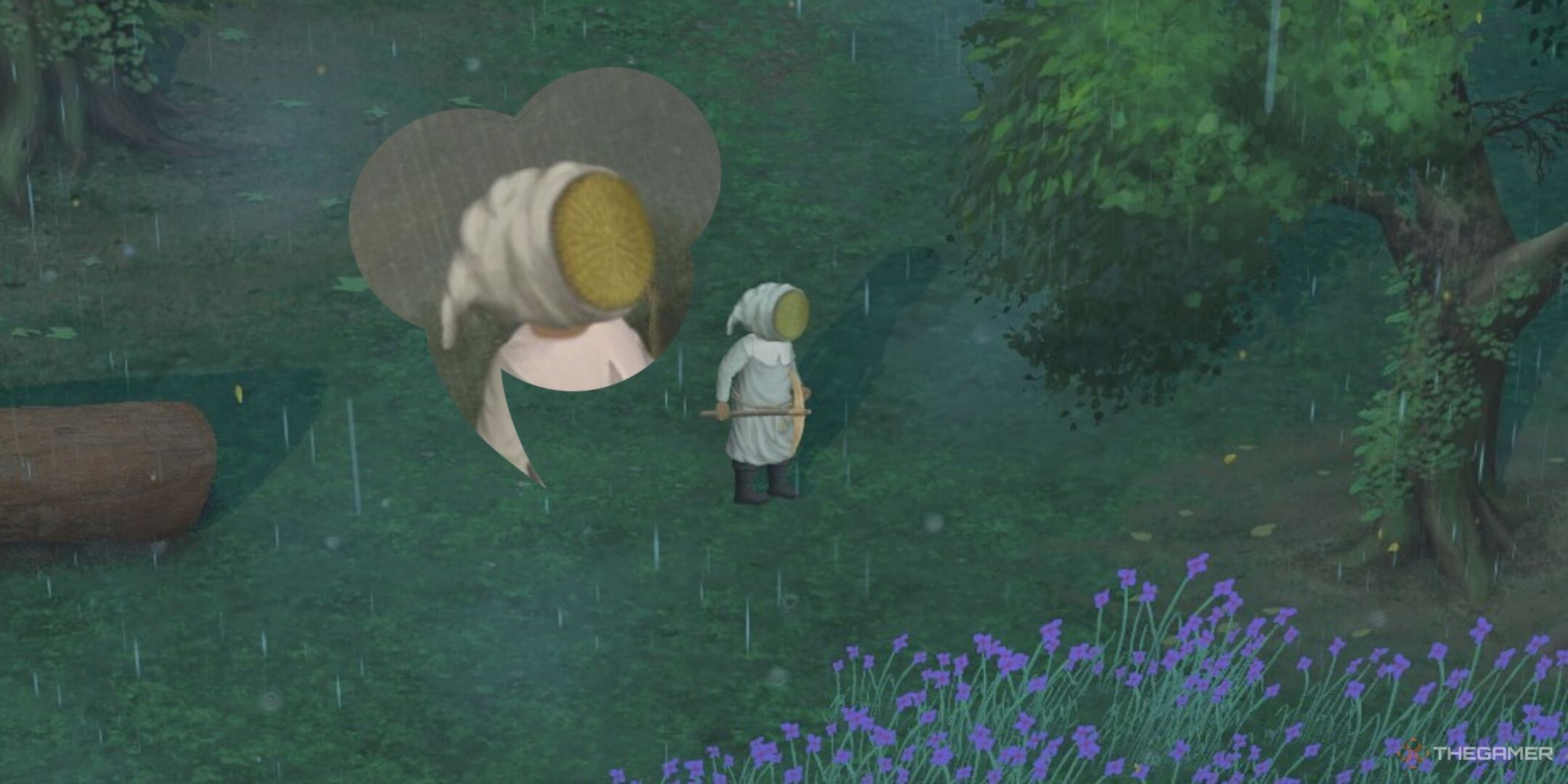 Player in Mirthwood wearing Beekeeper outfit with a pickaxe in hand.