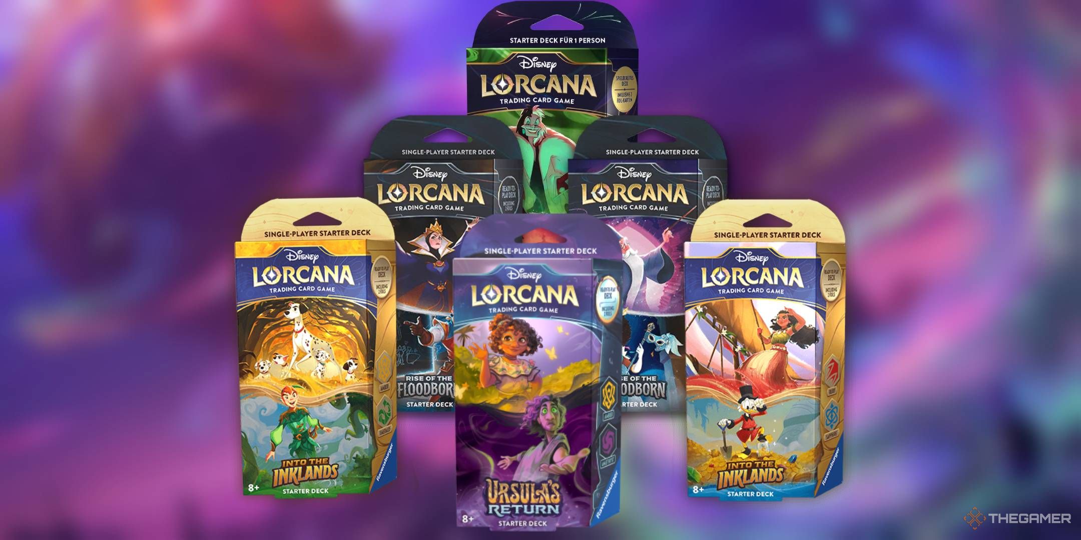 Disney Lorcana Starter Packs from Set One, Two, Three, And Four.