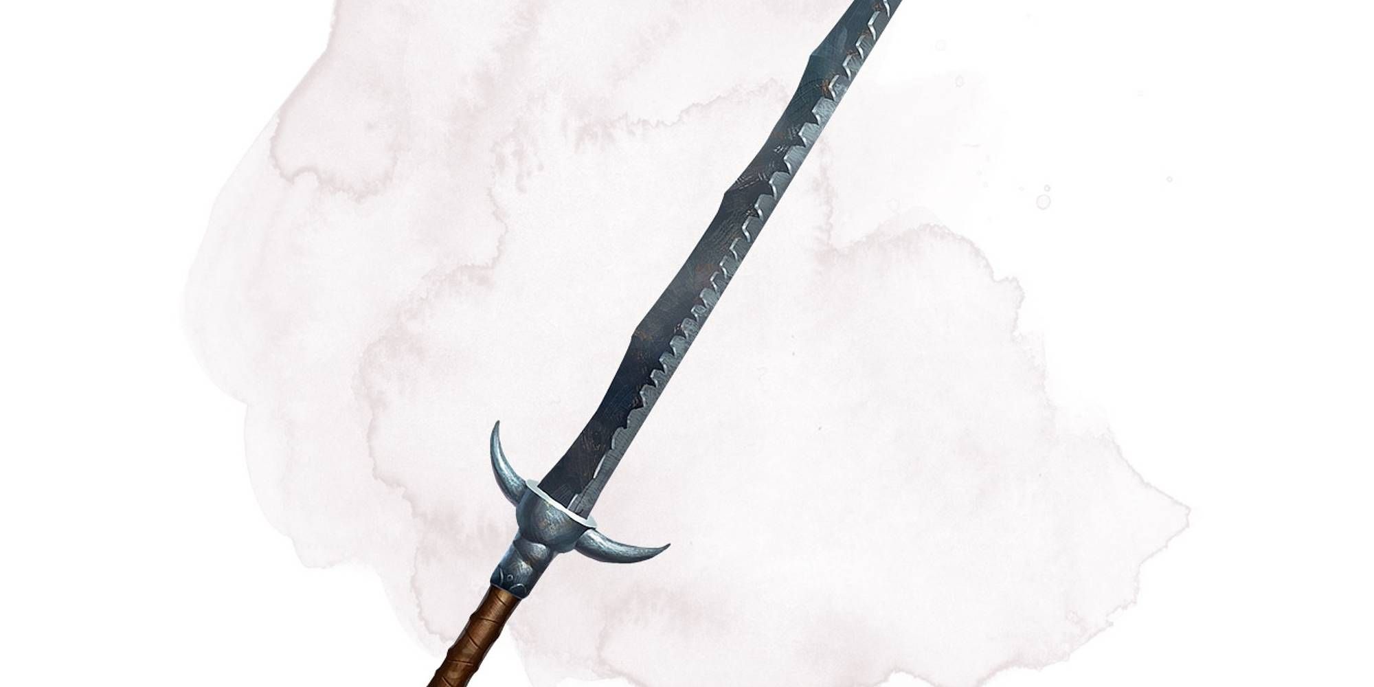 A dark and sharp looking longsword.