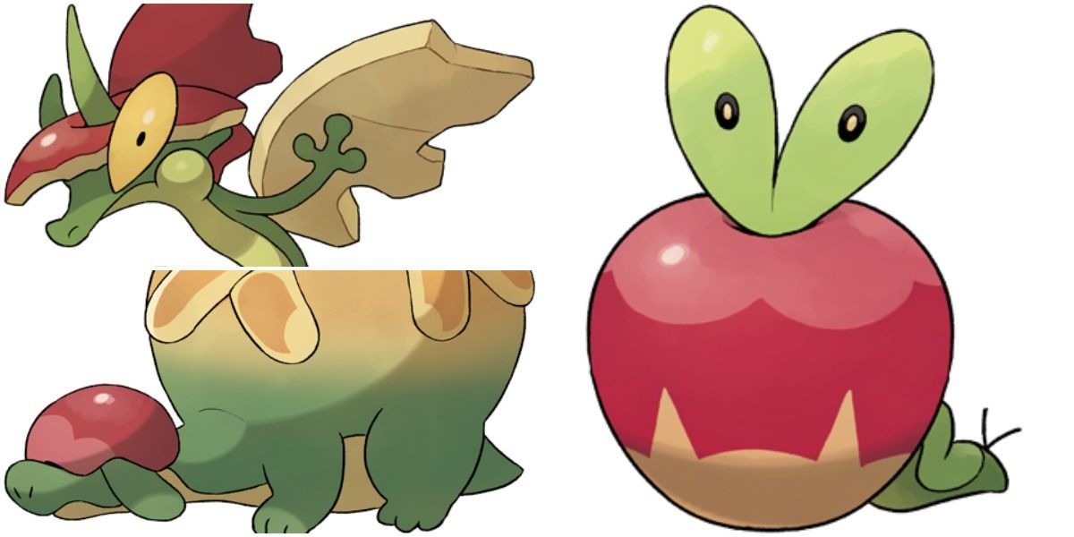 Applin, Flapple, and Appletun