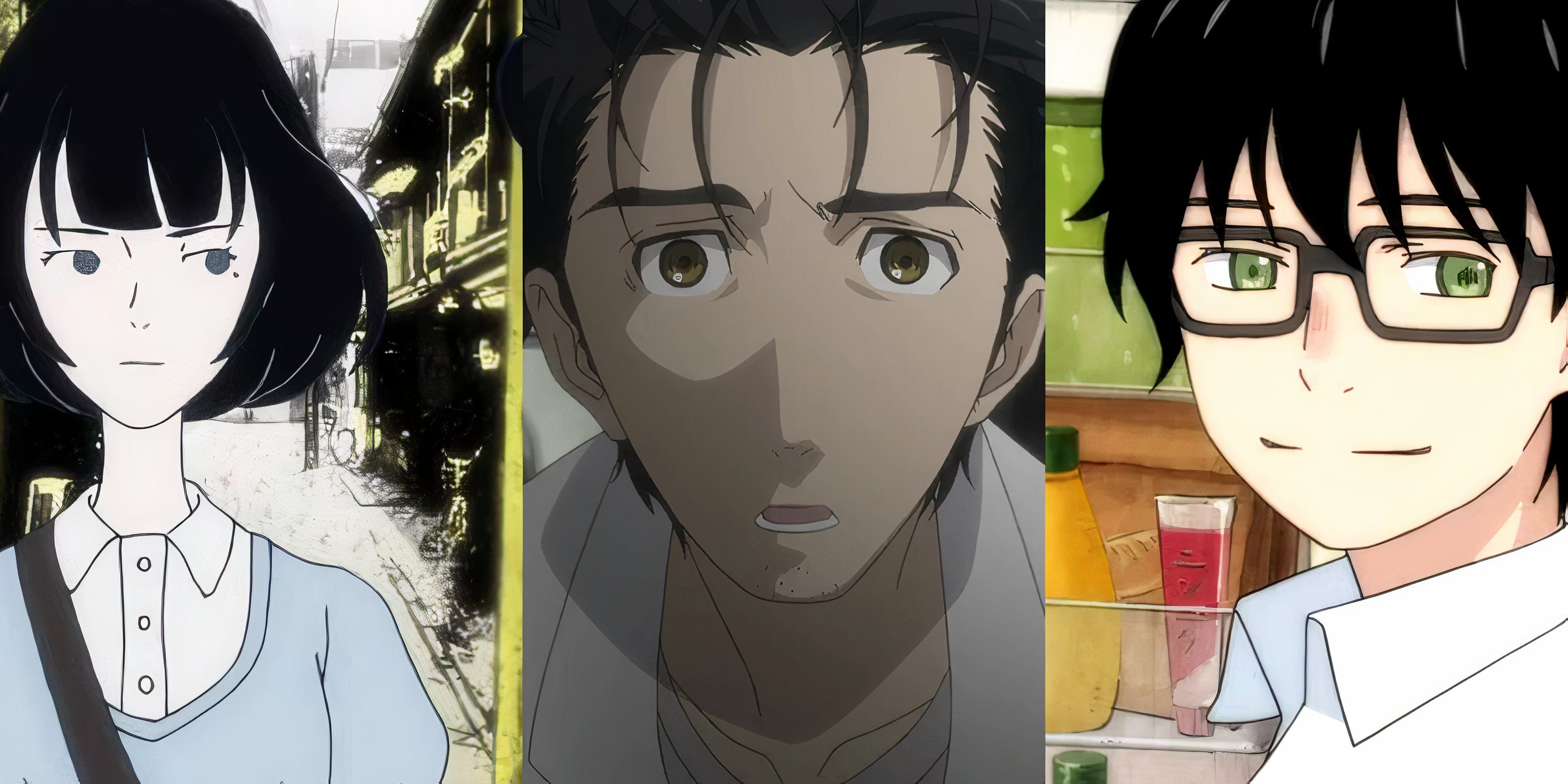 The Tatami Galaxy (left), Steins;Gate (middle), and March Comes In Like A Lion (right)