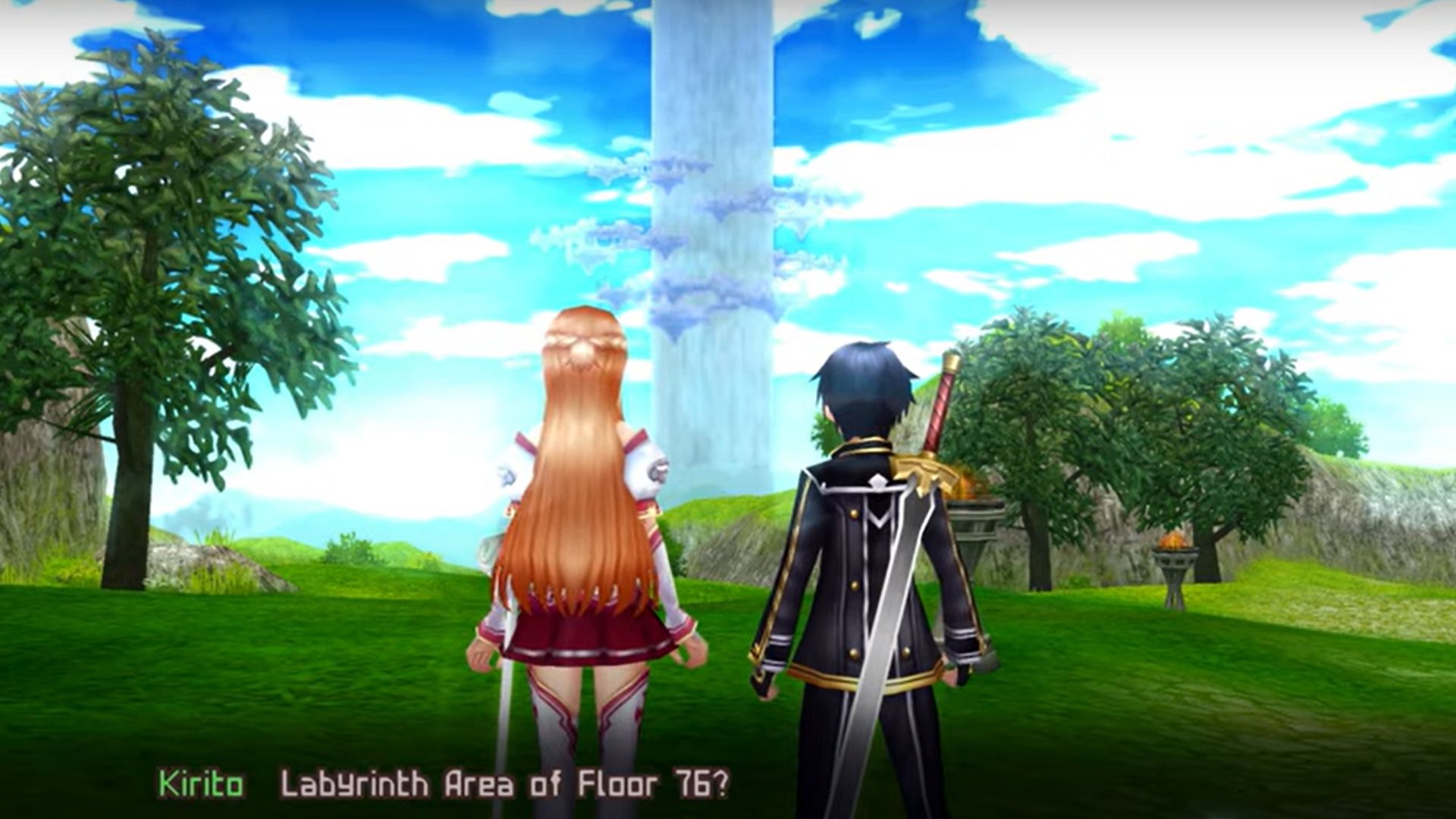 Asuna and Kirito Approaching a Labyrinth in Sword Art Online: Infinity Moment