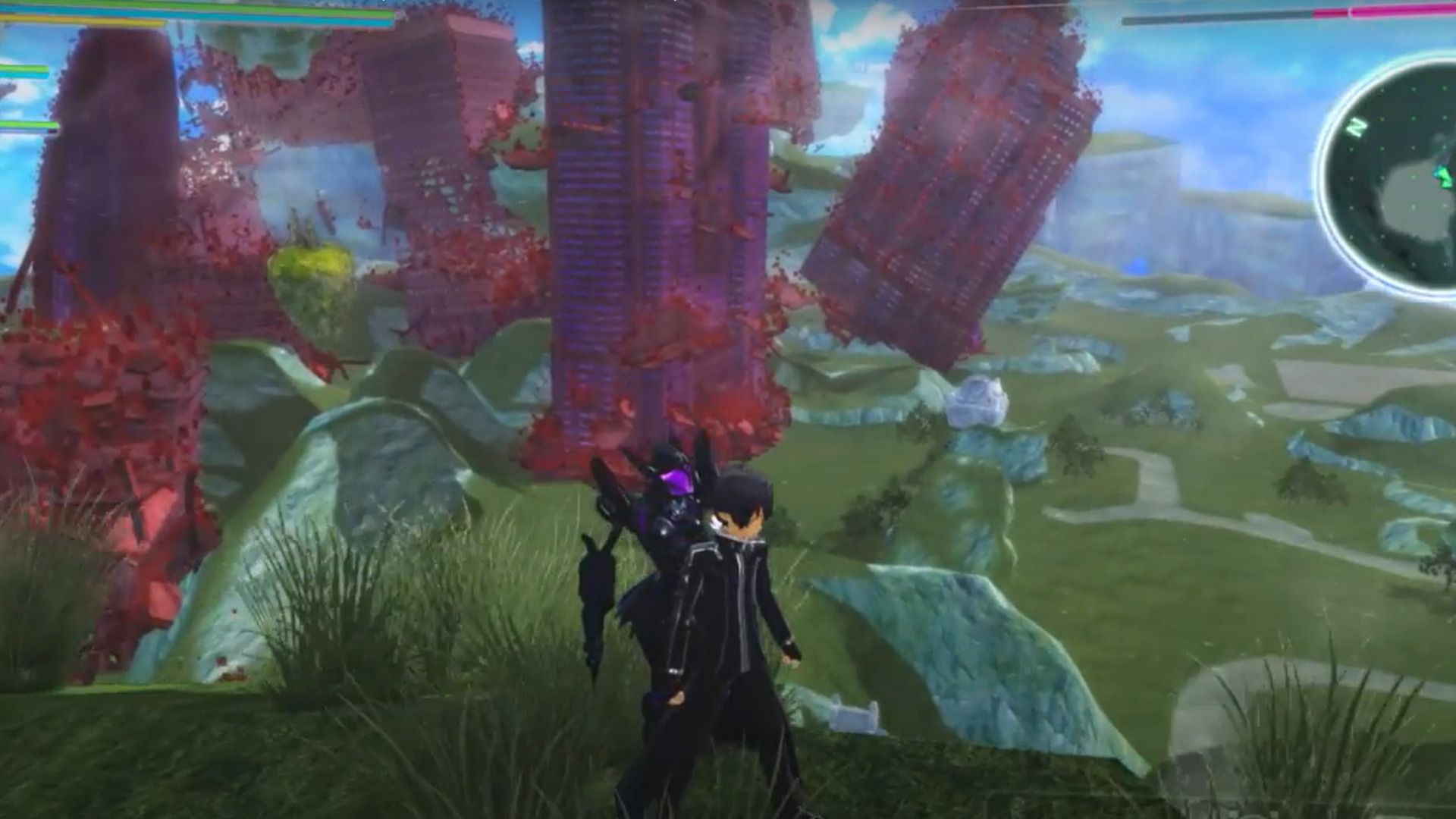 Kirito arriving to Woglinde, Island of Meadows in Accel World vs Sword Art Online.