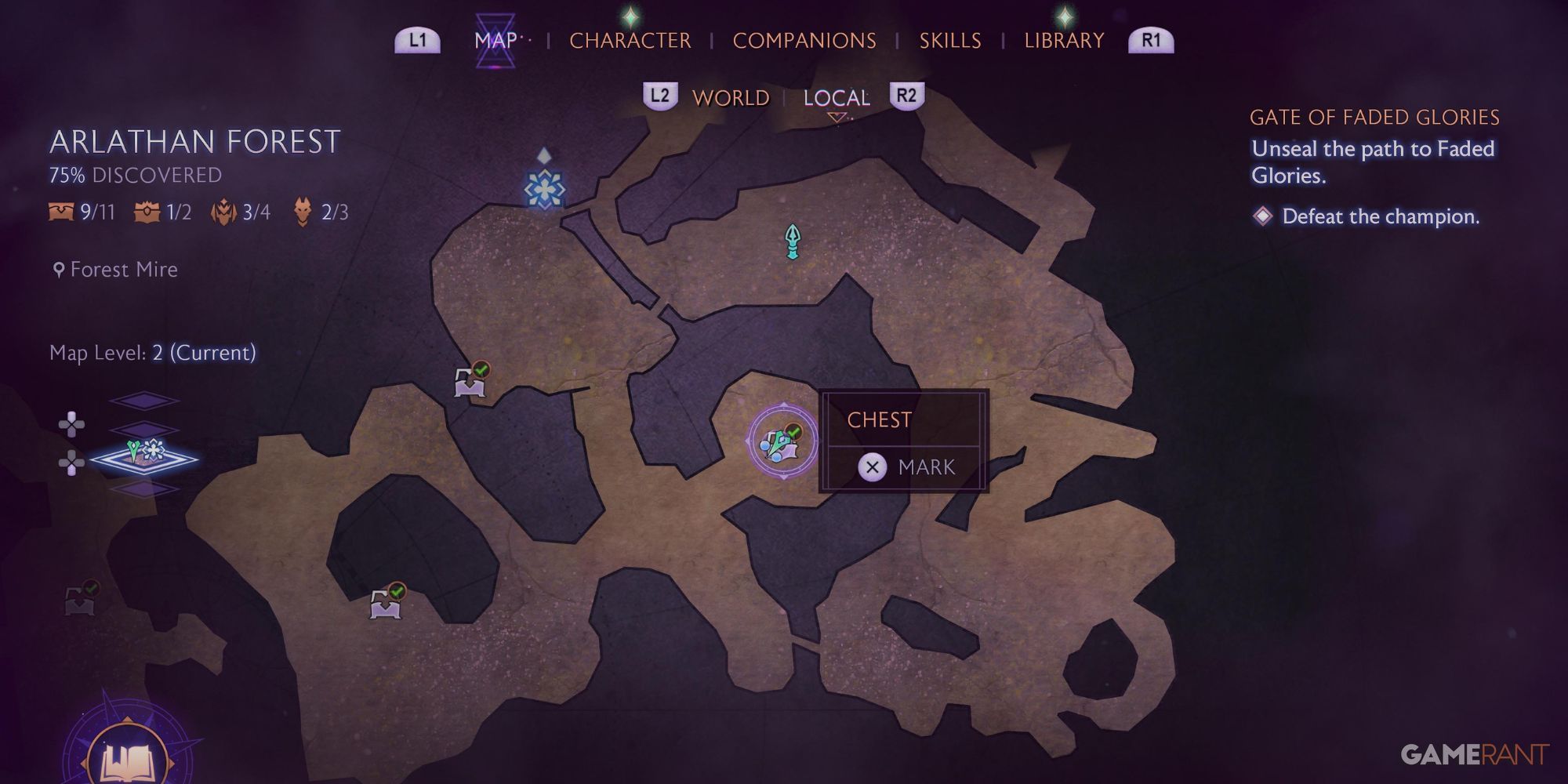 The map of Arlathan Forest in Dragon Age: The Veilguard