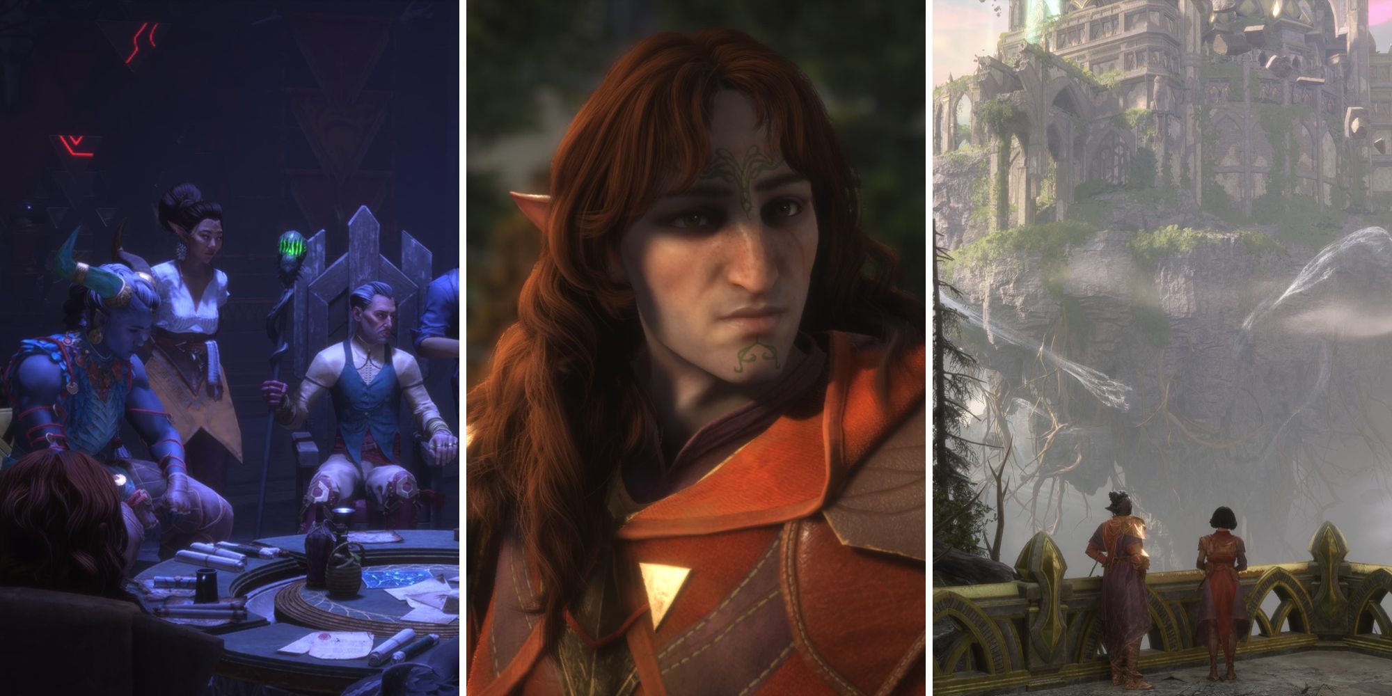 A grid of different moments in Dragon Age: The Veilguard