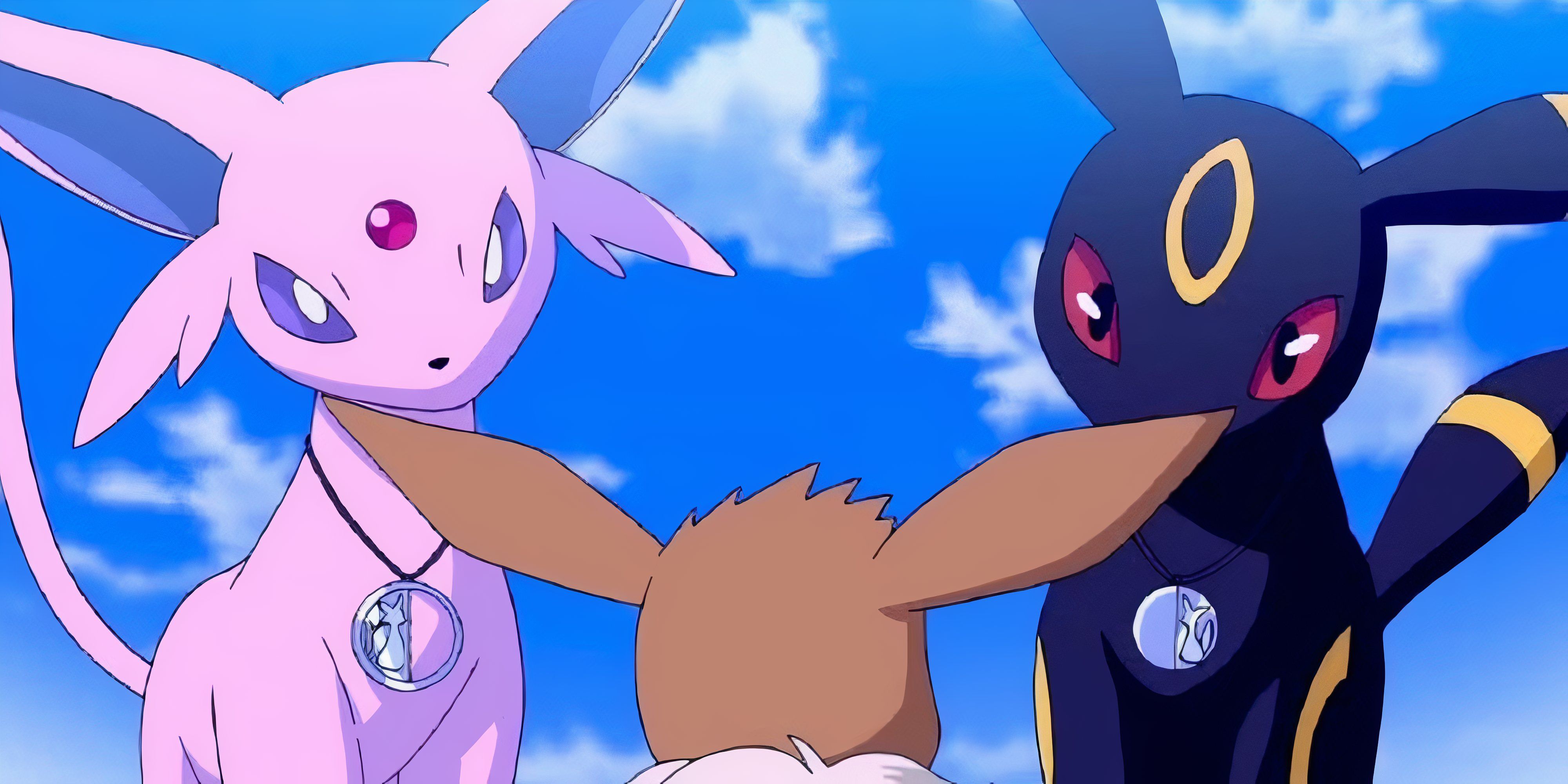 eevee looking at espeon and umbreon