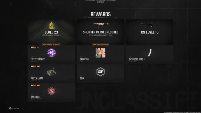 CoD Black Ops 6 screenshot showing the post-game rewards screen