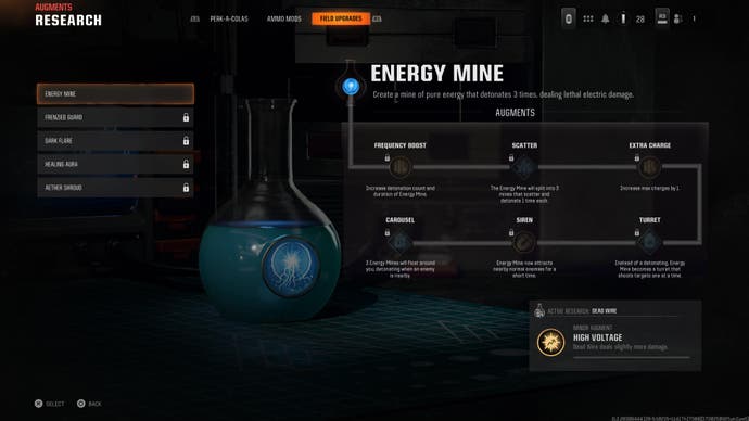 CoD Black Ops 6 screenshot showing a zombies crafting menu for the energy mine item