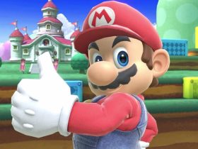 Mario faces the camera with a thumbs up pose in Super Smash Bros. Ulimate.