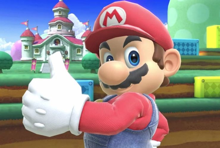 Mario faces the camera with a thumbs up pose in Super Smash Bros. Ulimate.