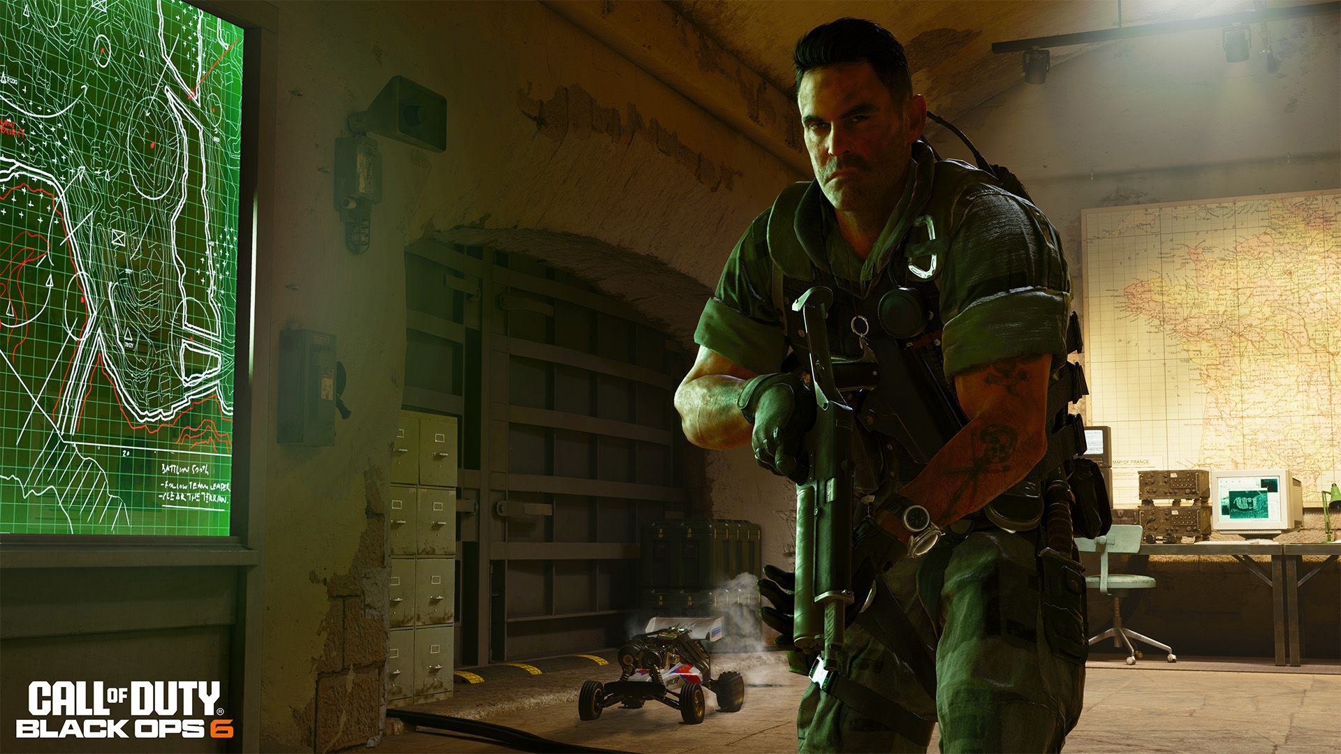 Black Ops 6 Operator in Multiplayer Map with RC-XD and PP-919 clearing a room.