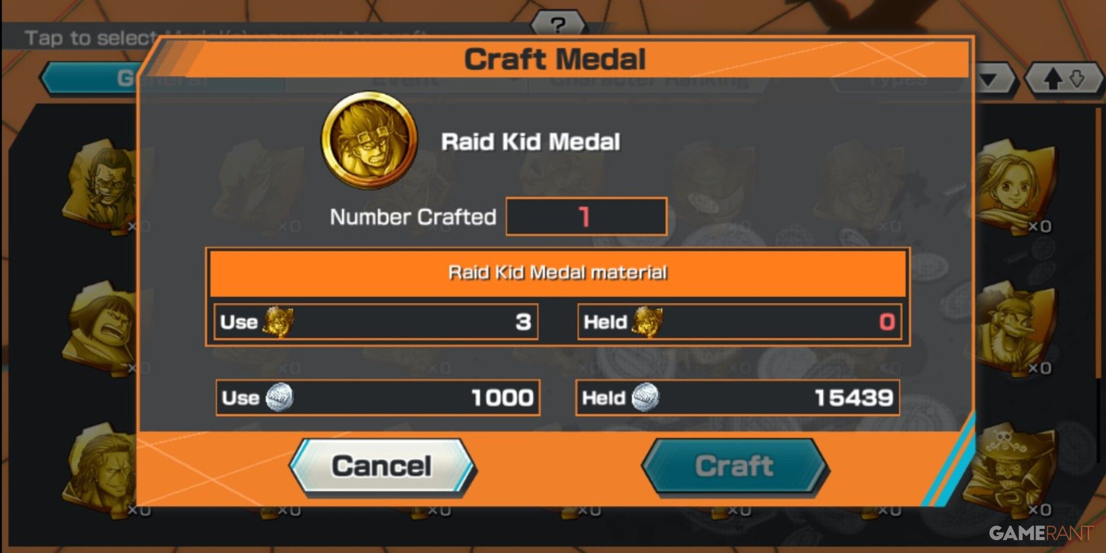 One Piece Bounty Rush Raid Kid Medal