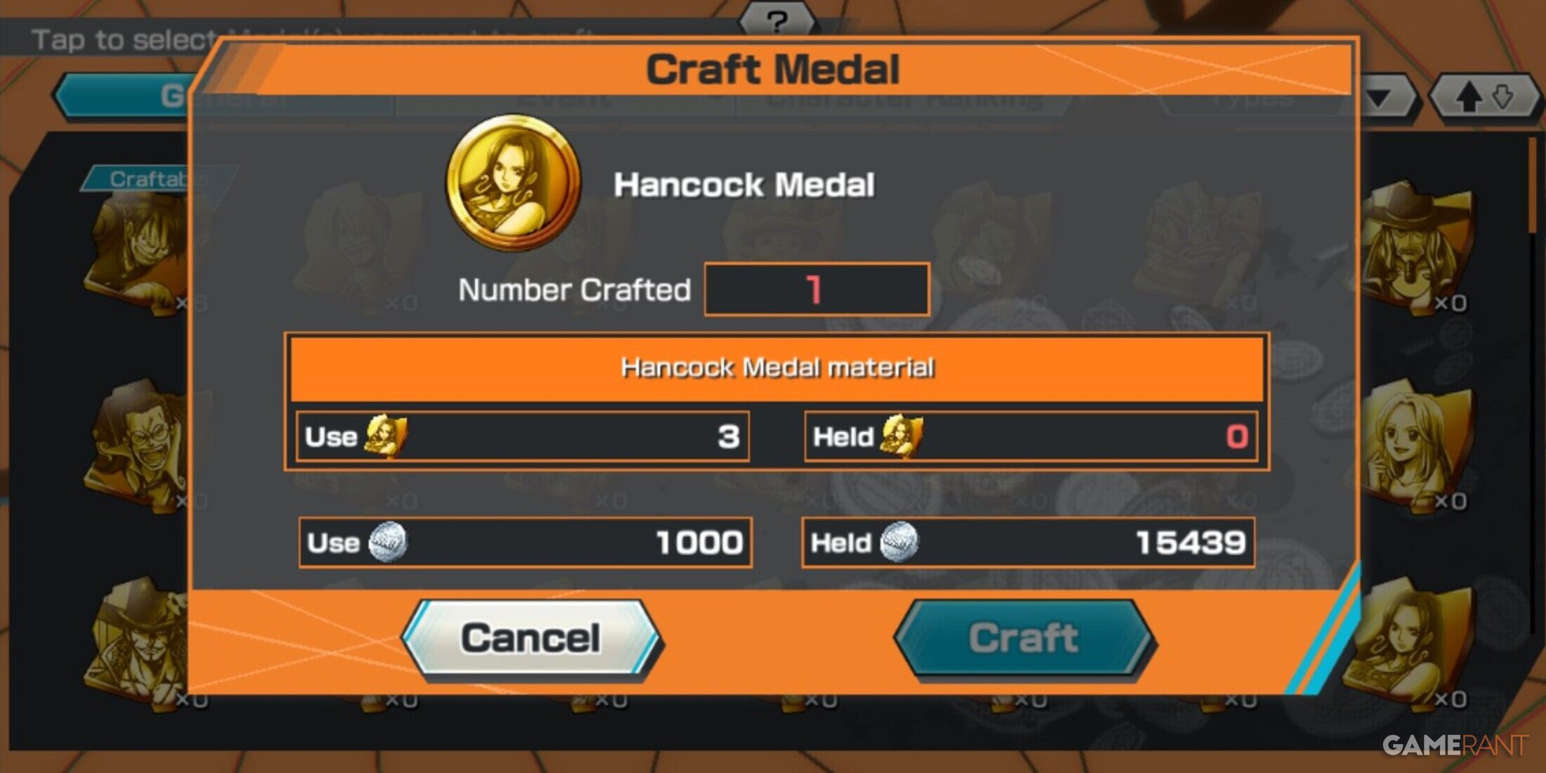 One Piece Bounty Rush Hancock Medal