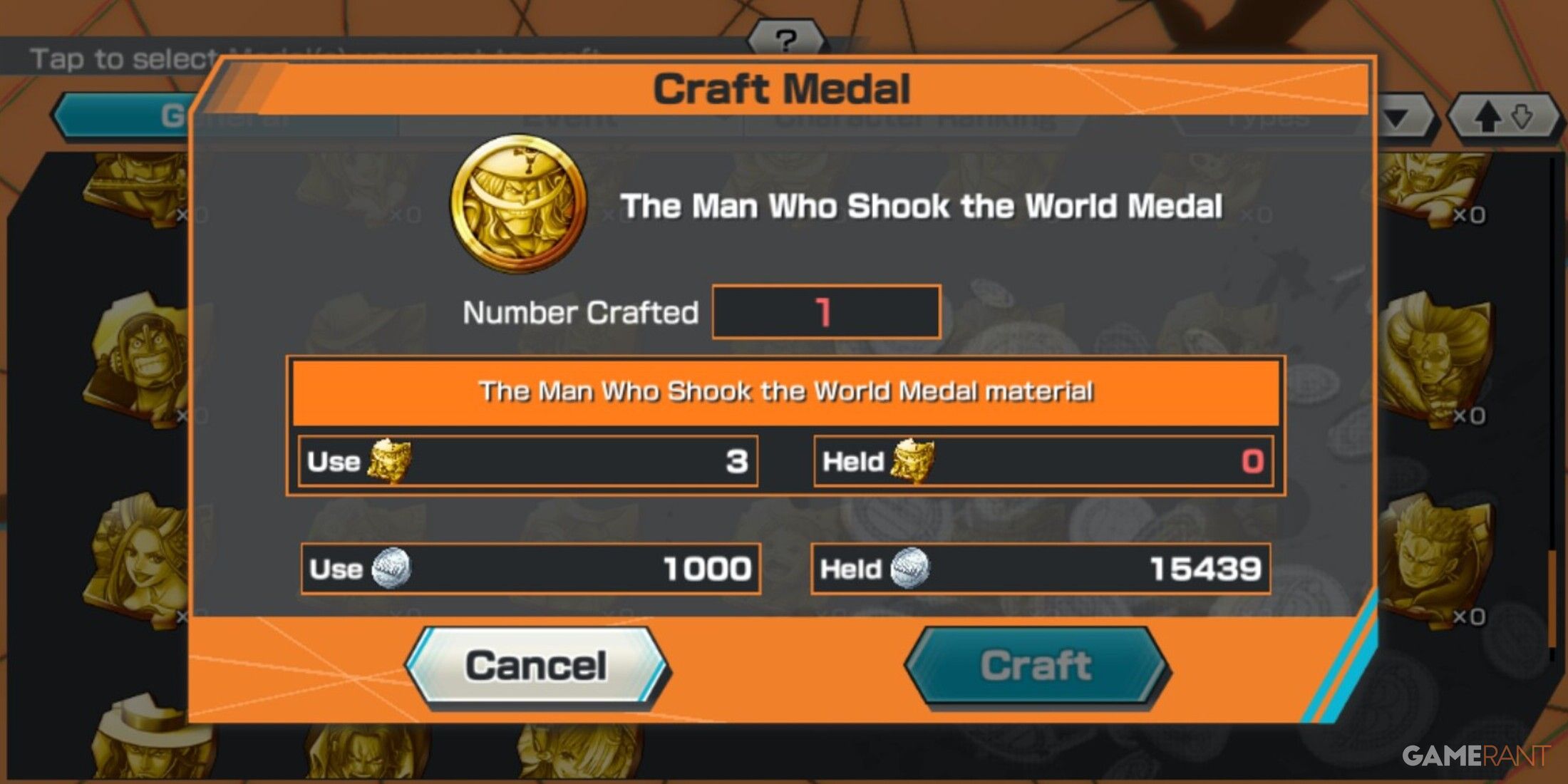 One Piece Bounty Rush Man WHo Shook World Medal