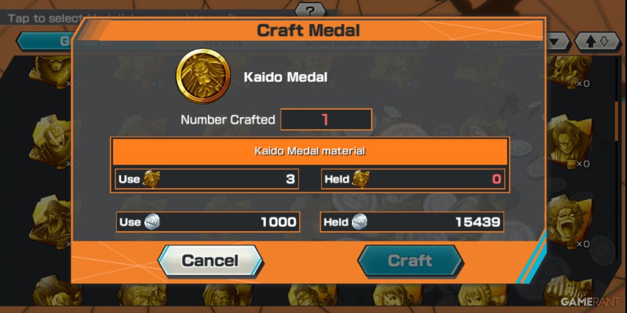 One Piece Bounty Rush Kaido Medal