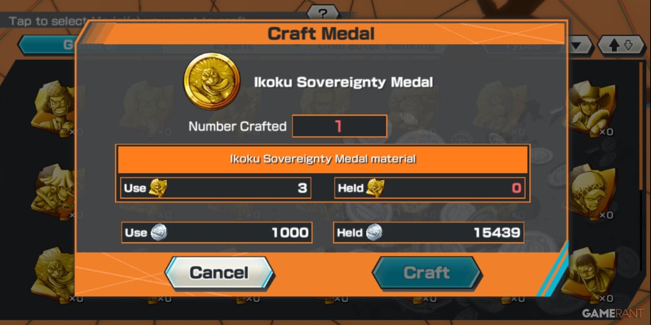 One Piece Bounty Rush Ikoku Sovereignty Medal