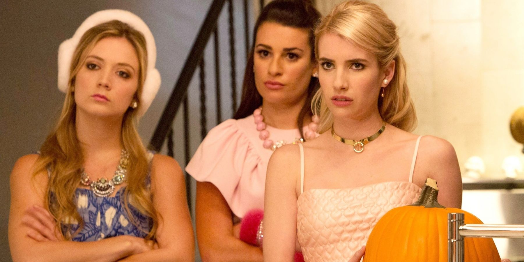 Billie Lourd, Lea Michelle, and Emma Roberts in Scream Queens