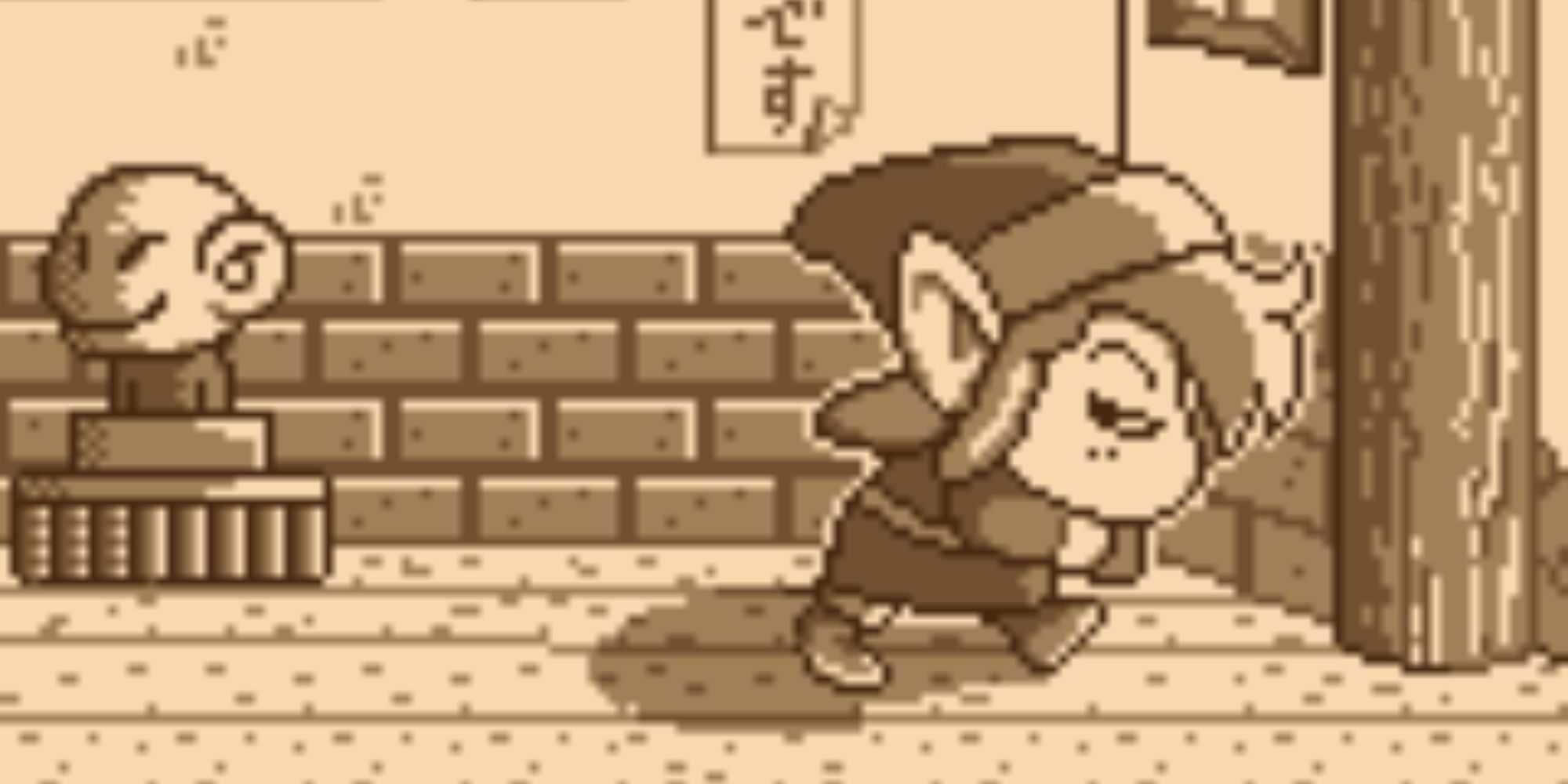 Link stealing from a shop in Link's Awakening