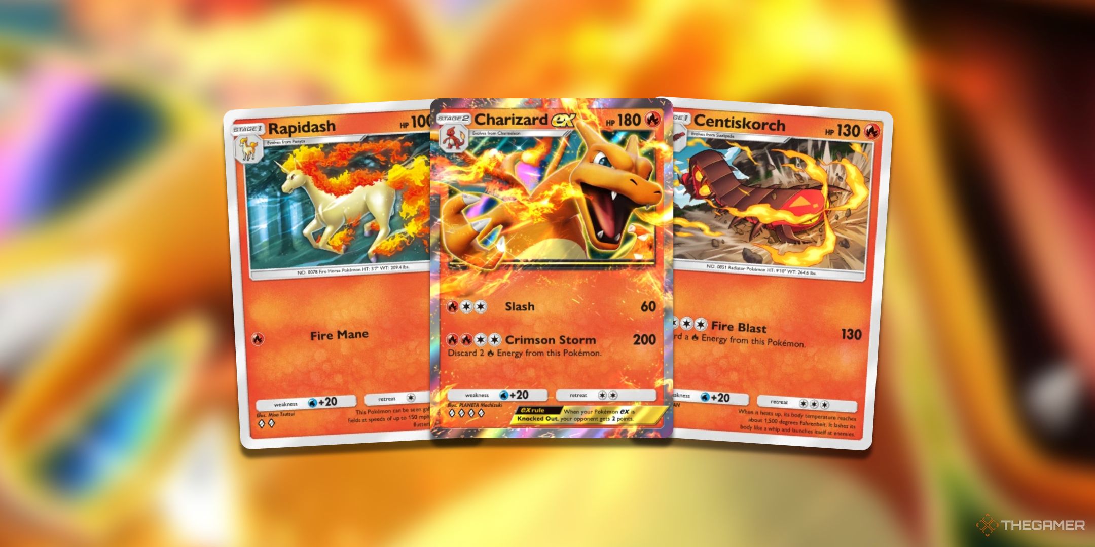 A collage of Fire Pokemon TCG Pocket Card Art.