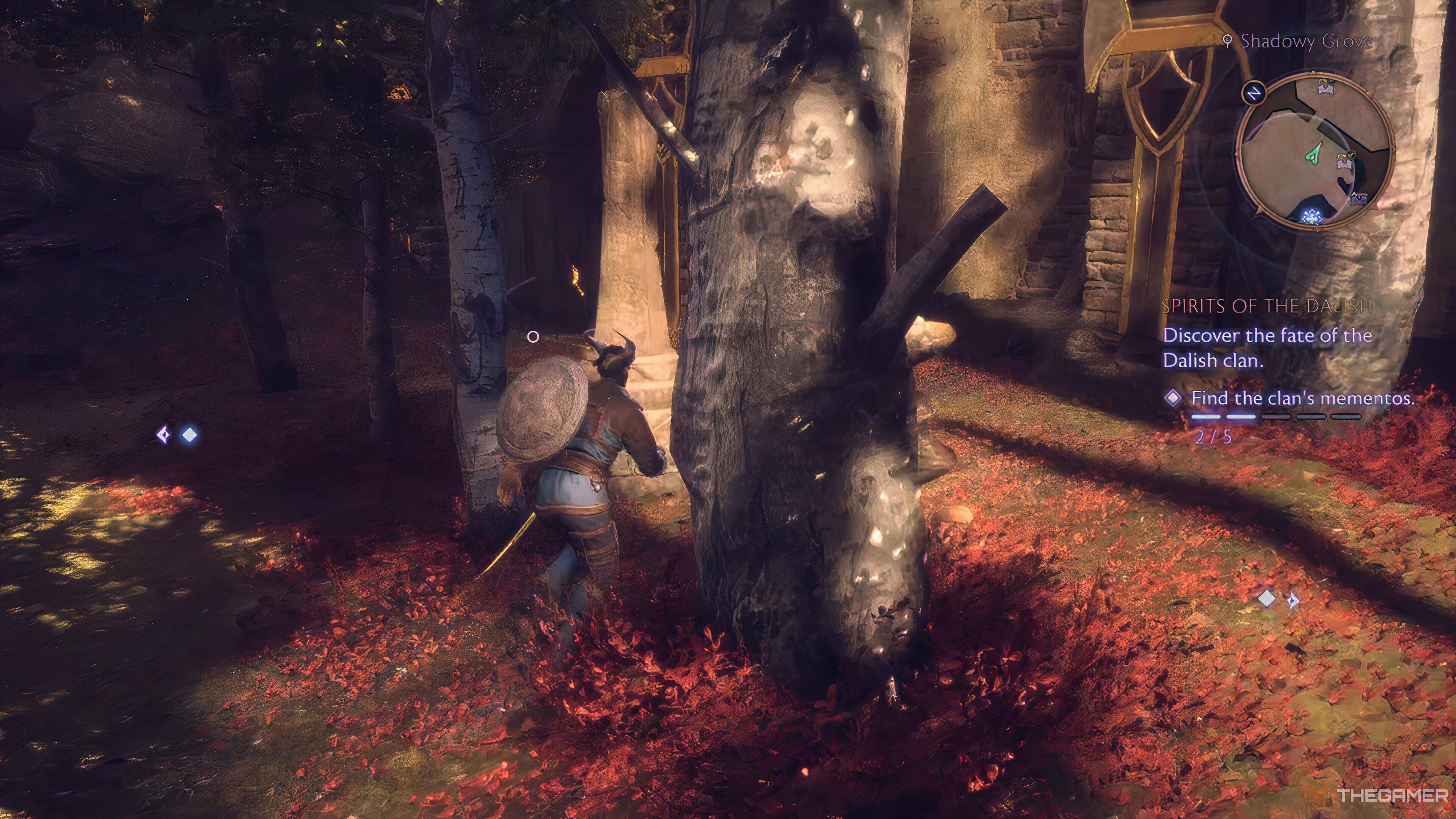 A statue behind a tree in Dragon Age: The Veilguard.