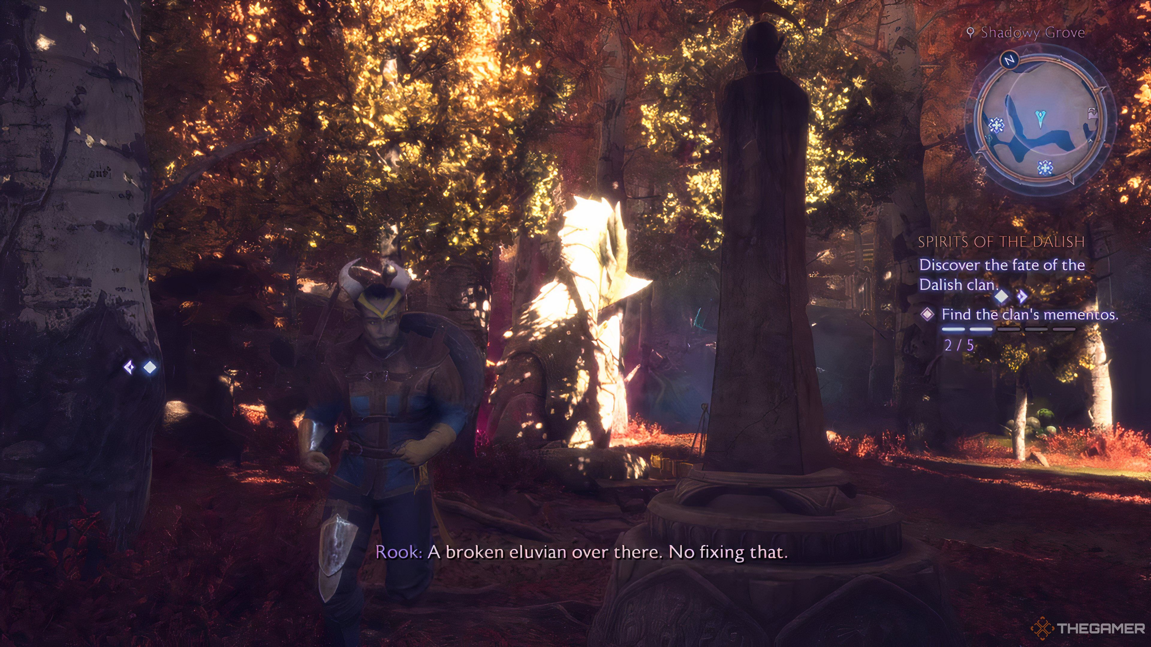 Rook next to a statue in Dragon Age: The Veilguard.