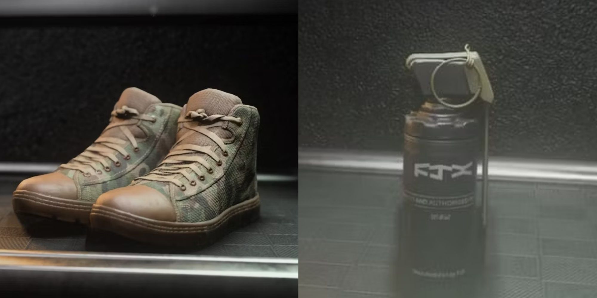 Split images of covert sneakers and flash grenades in COD MW3