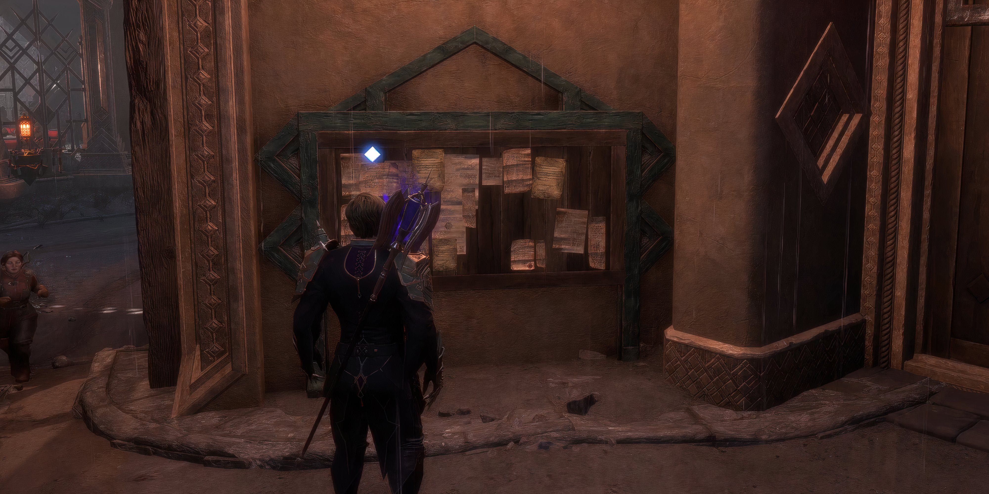 Player standing in front of a board - Dragon Age The Veilguard