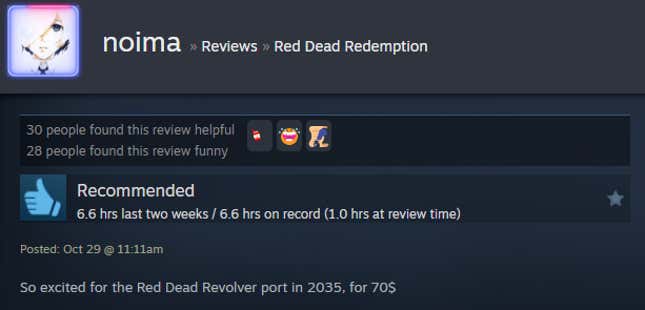 Image for article titled Red Dead Redemption Remaster, As Told By Steam Reviews