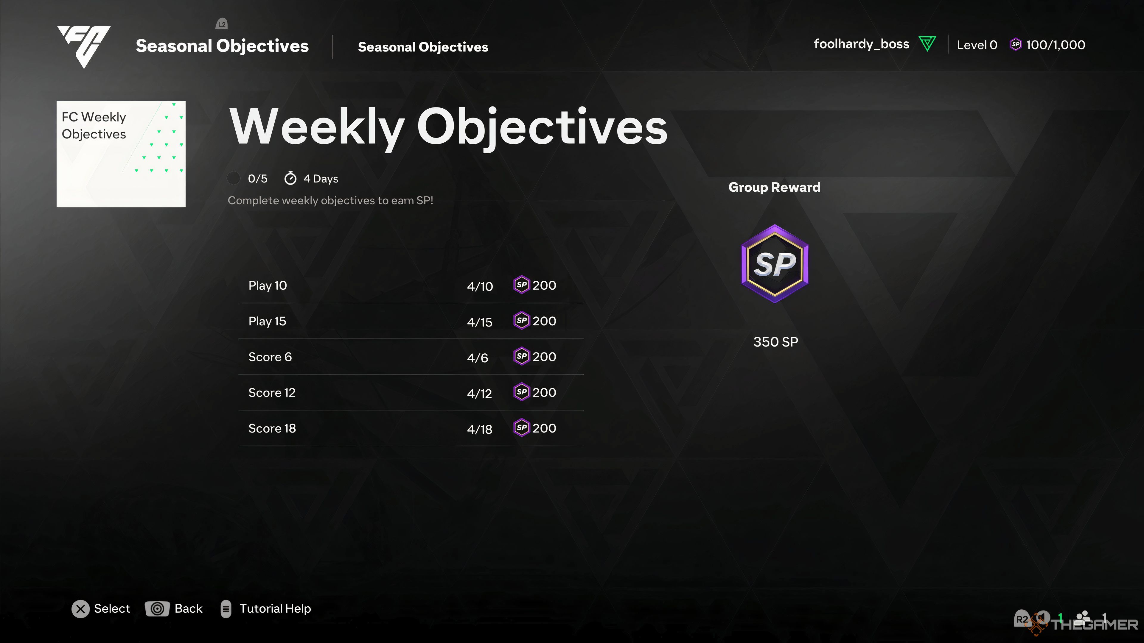 A screenshot of the Seasonal Weekly Objectives in EA Sports FC 25. 