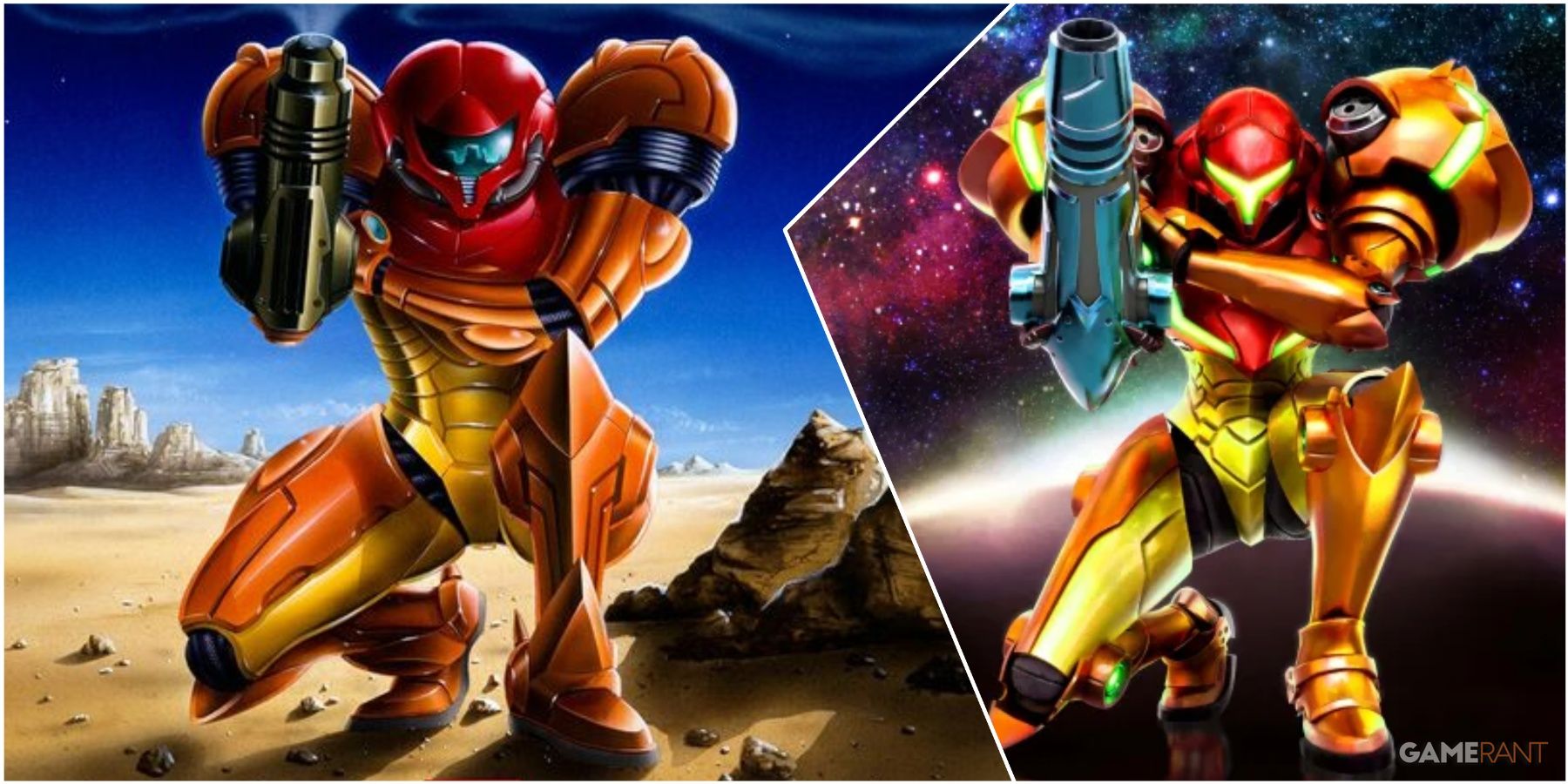 A Collage Of Metroid Samus Returns' Original Cover Art & Its Reversible Variant