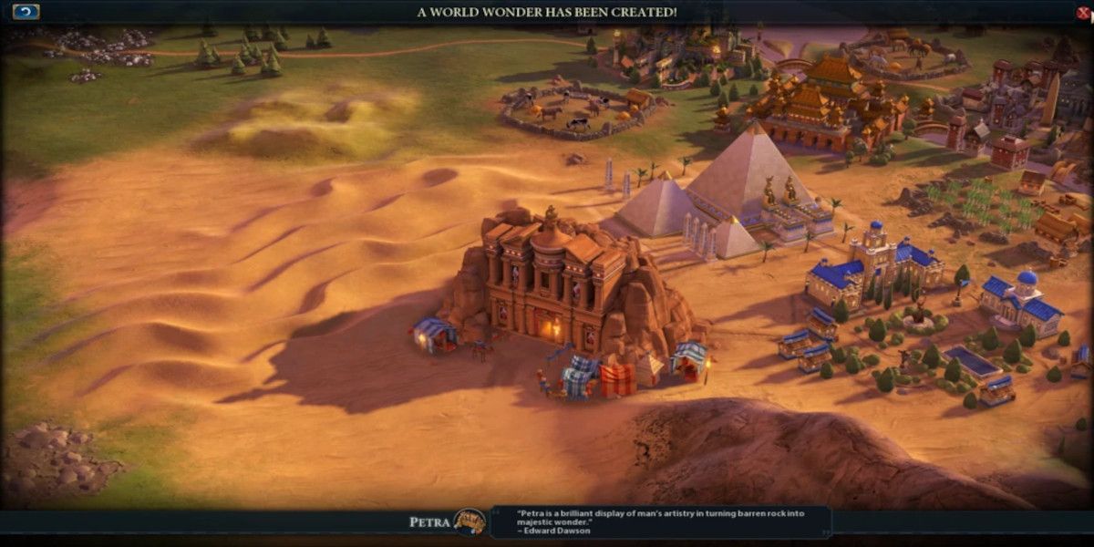 The World Wonder Petra completes construction in Civilization 6