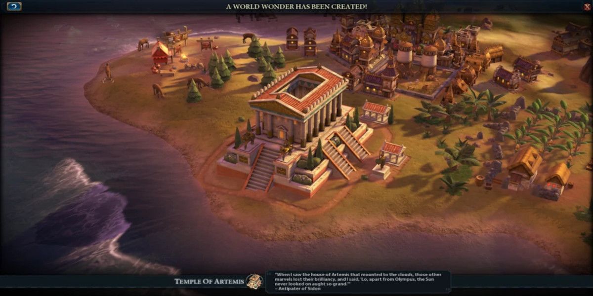 The Temple of Artemis completes construction in Civilization 6